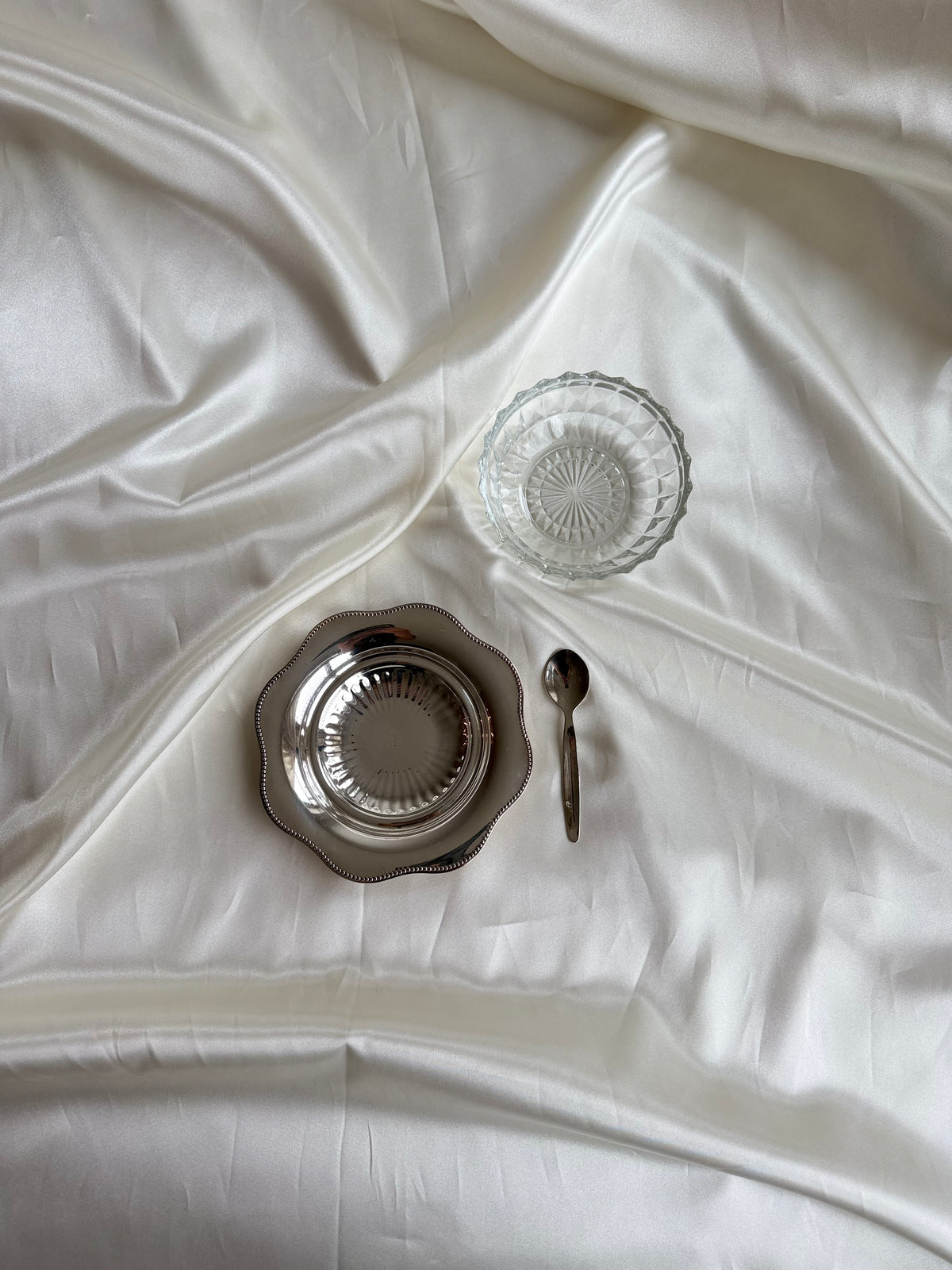Vintage Silver-Plated & Crystal Serving Bowl with Spoon | Viking Plate