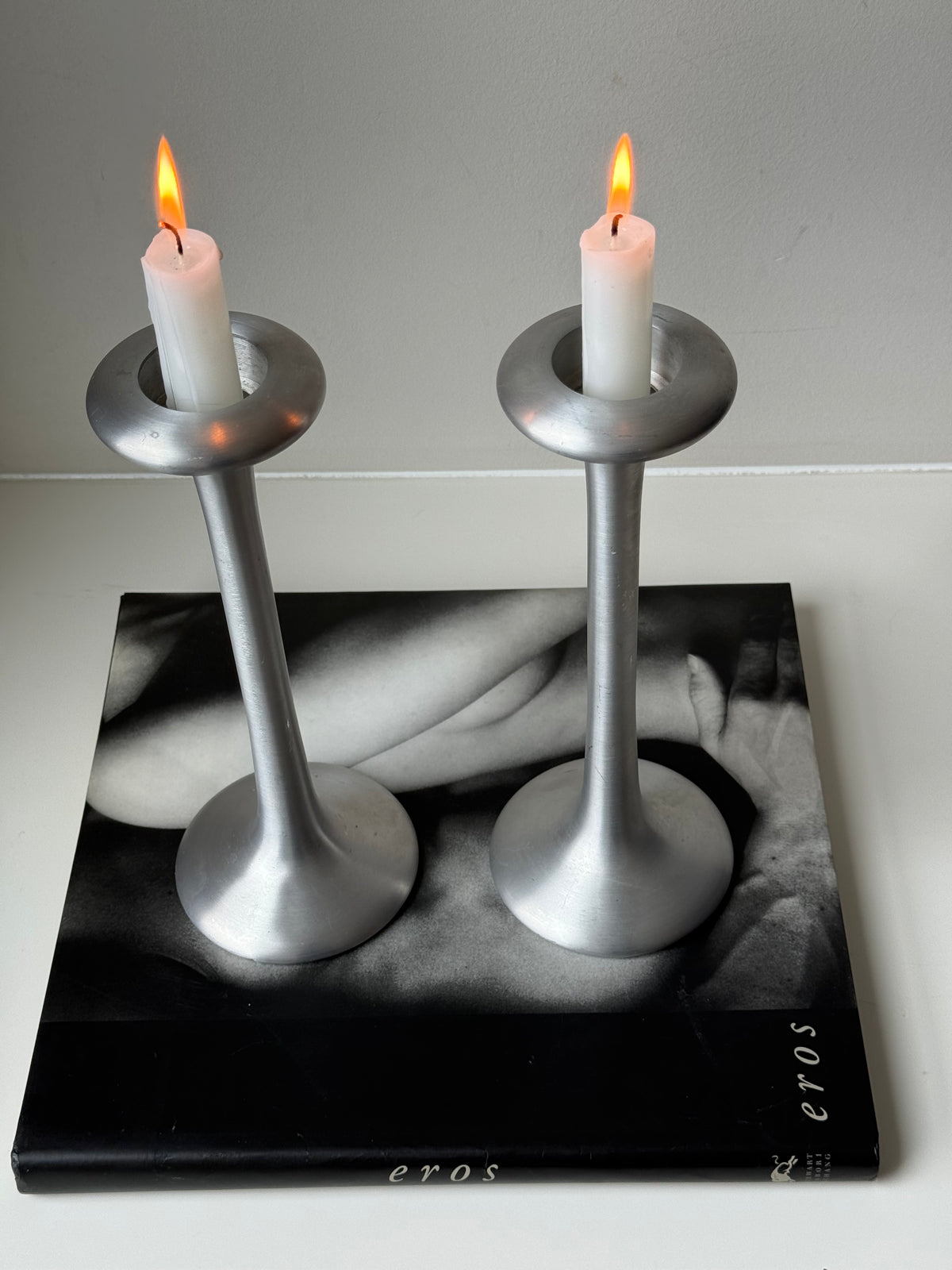 Vintage IKEA PS Swedish Pewter Candlesticks by Carl Öjerstam | Set of Two | Scandinavian Design