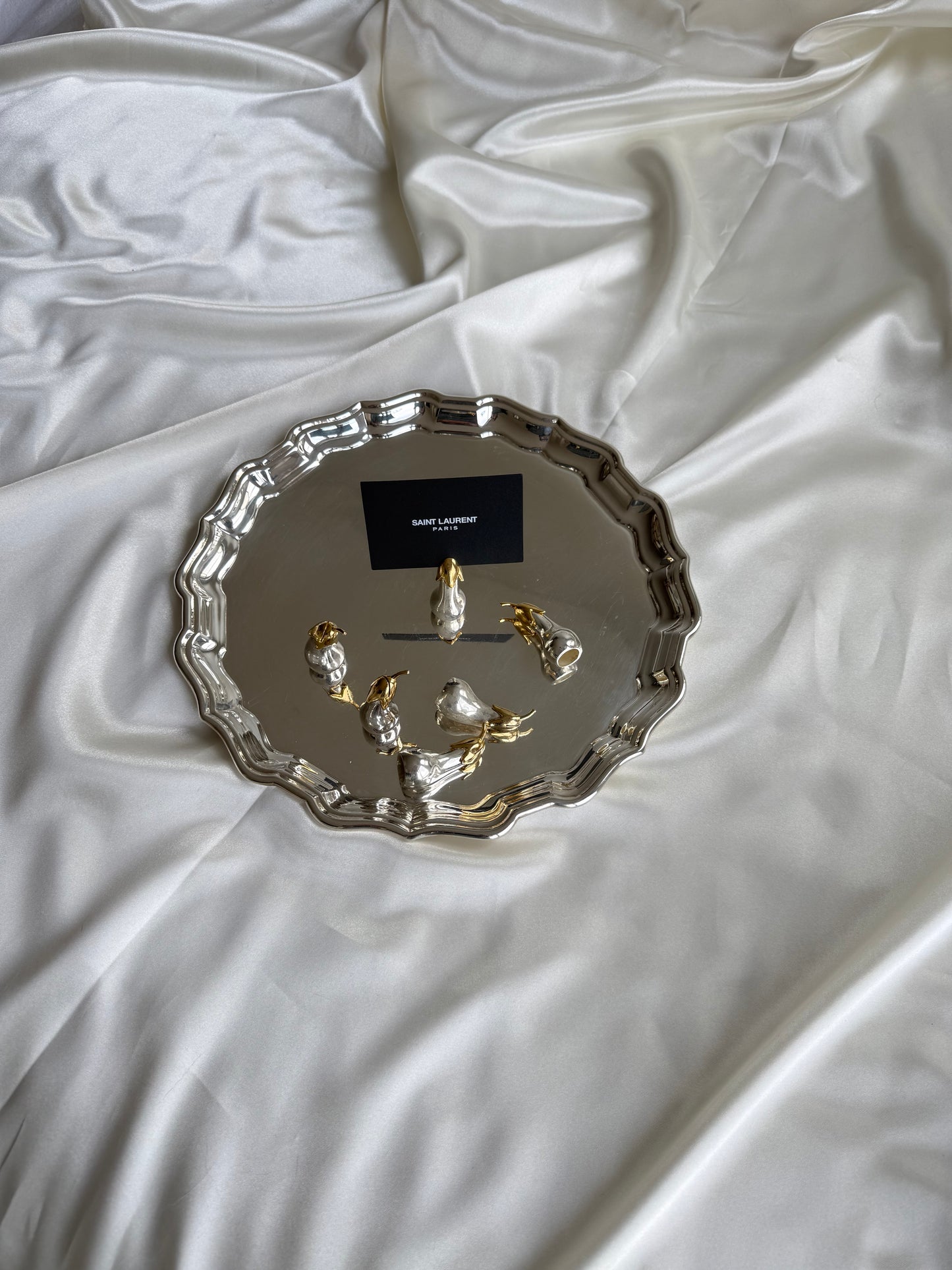 Silver-Plated Eggplant Place Card Holders
