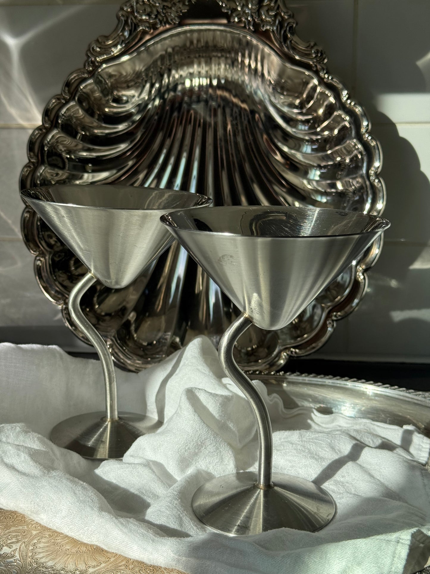 Stainless steel martini glasses