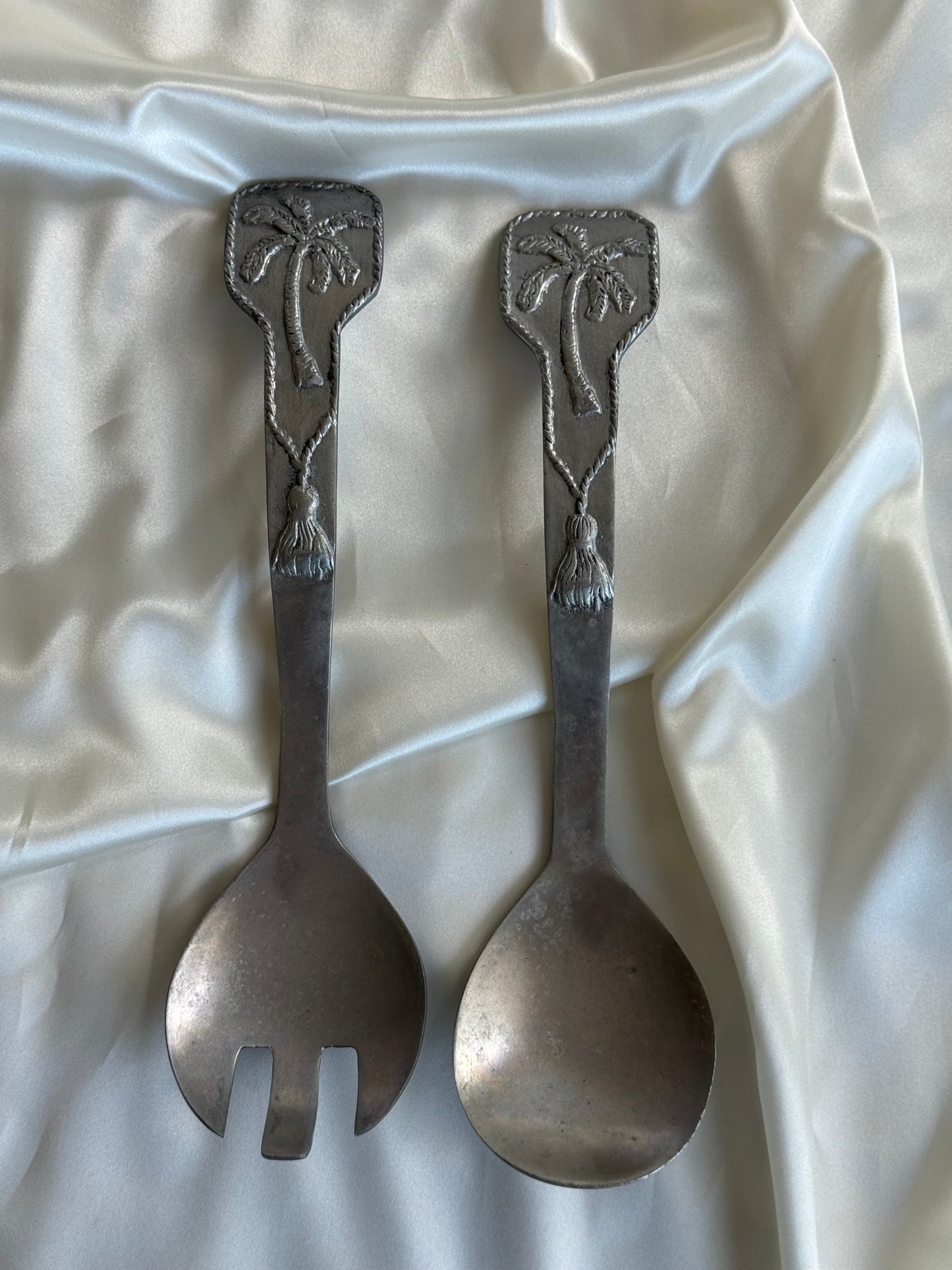 Vintage Mariposa Palm Tree Salad Servers