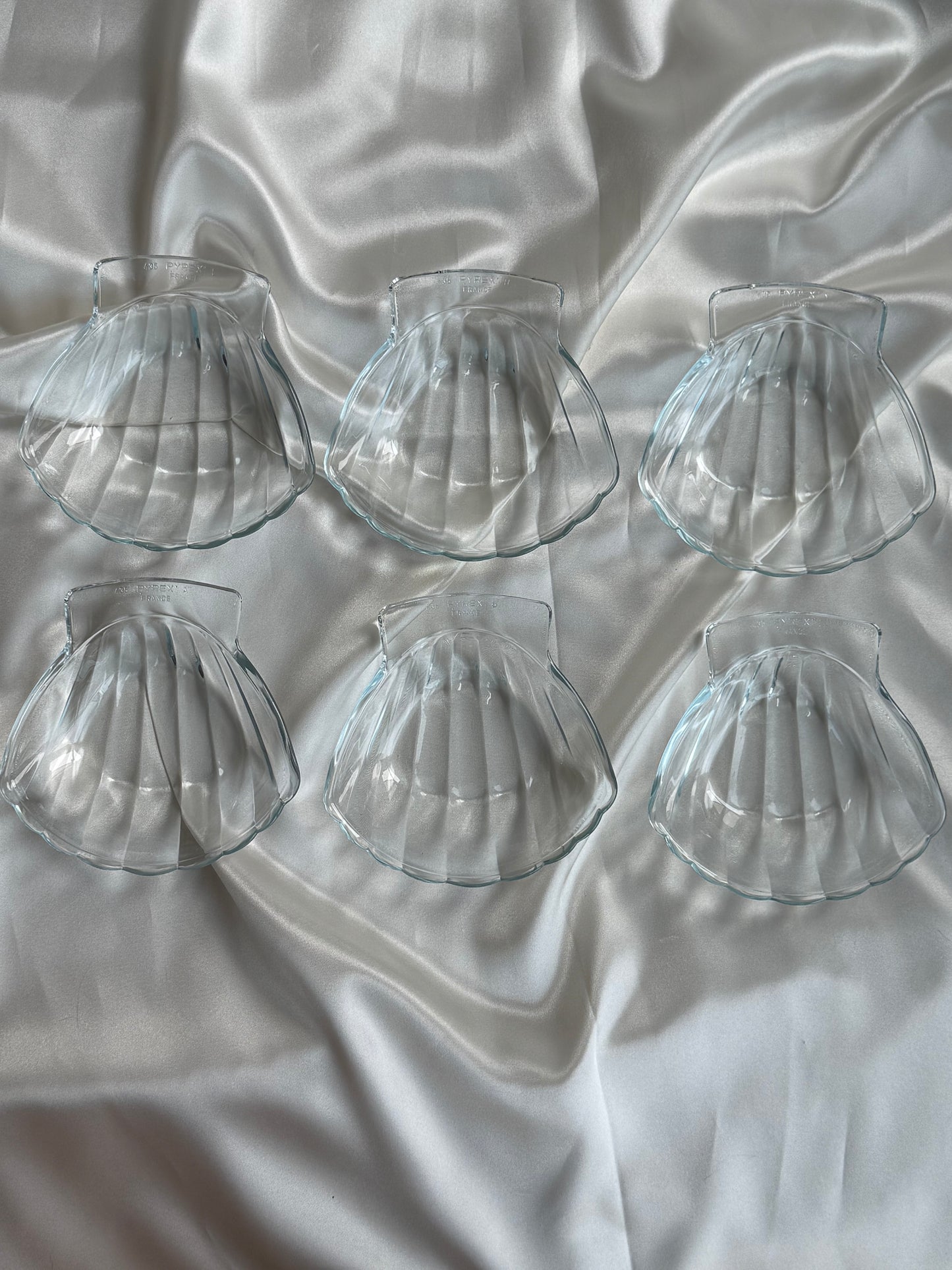 Vintage glass six shell dishes France