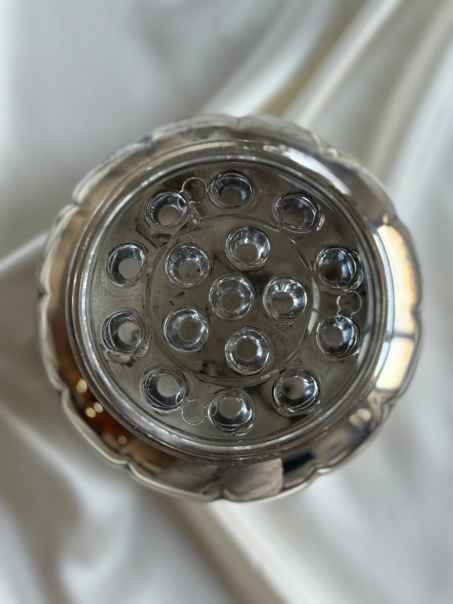 Silver-Plated Pedestal Flower Frog Vase