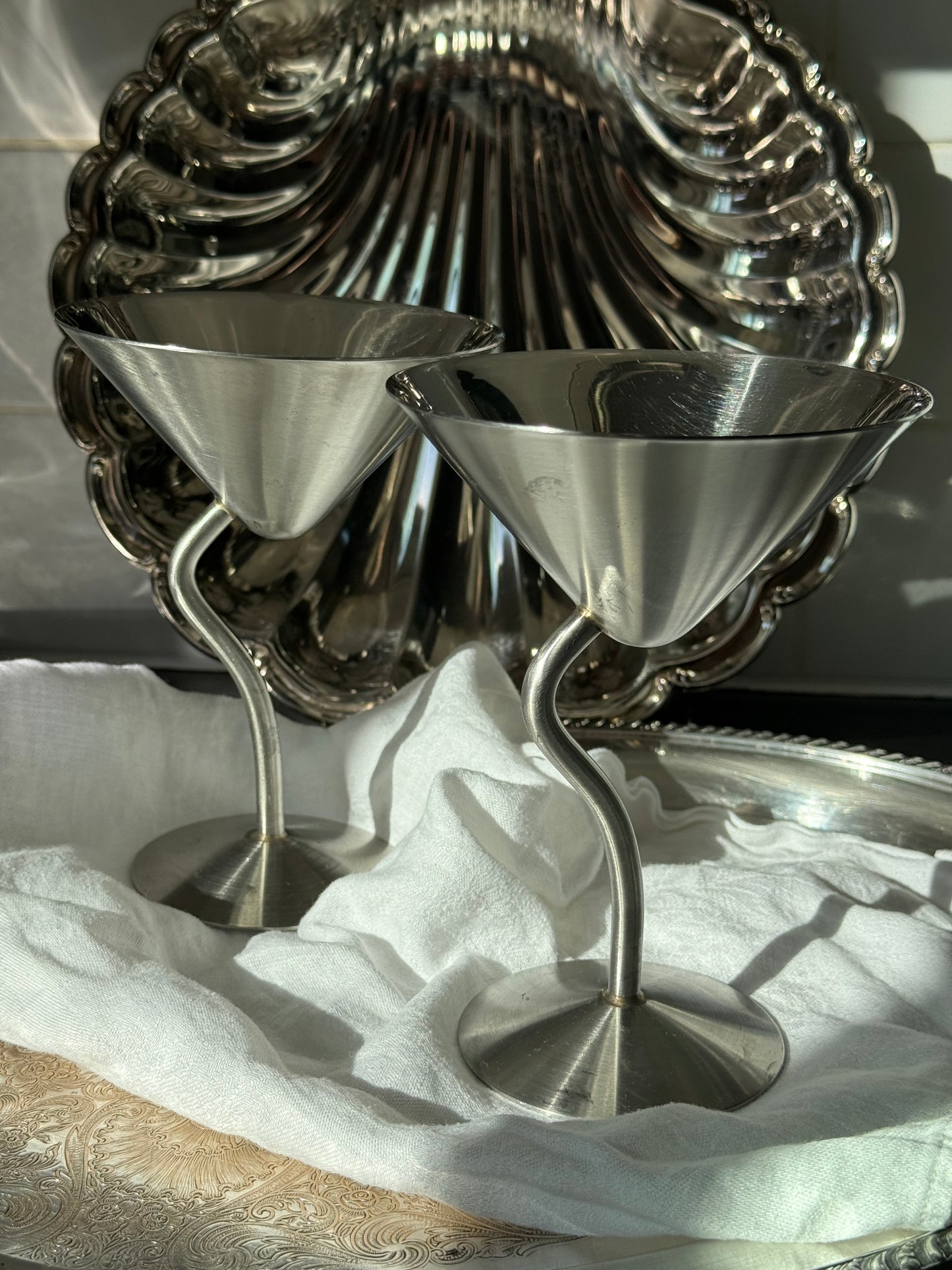 Stainless steel martini glasses