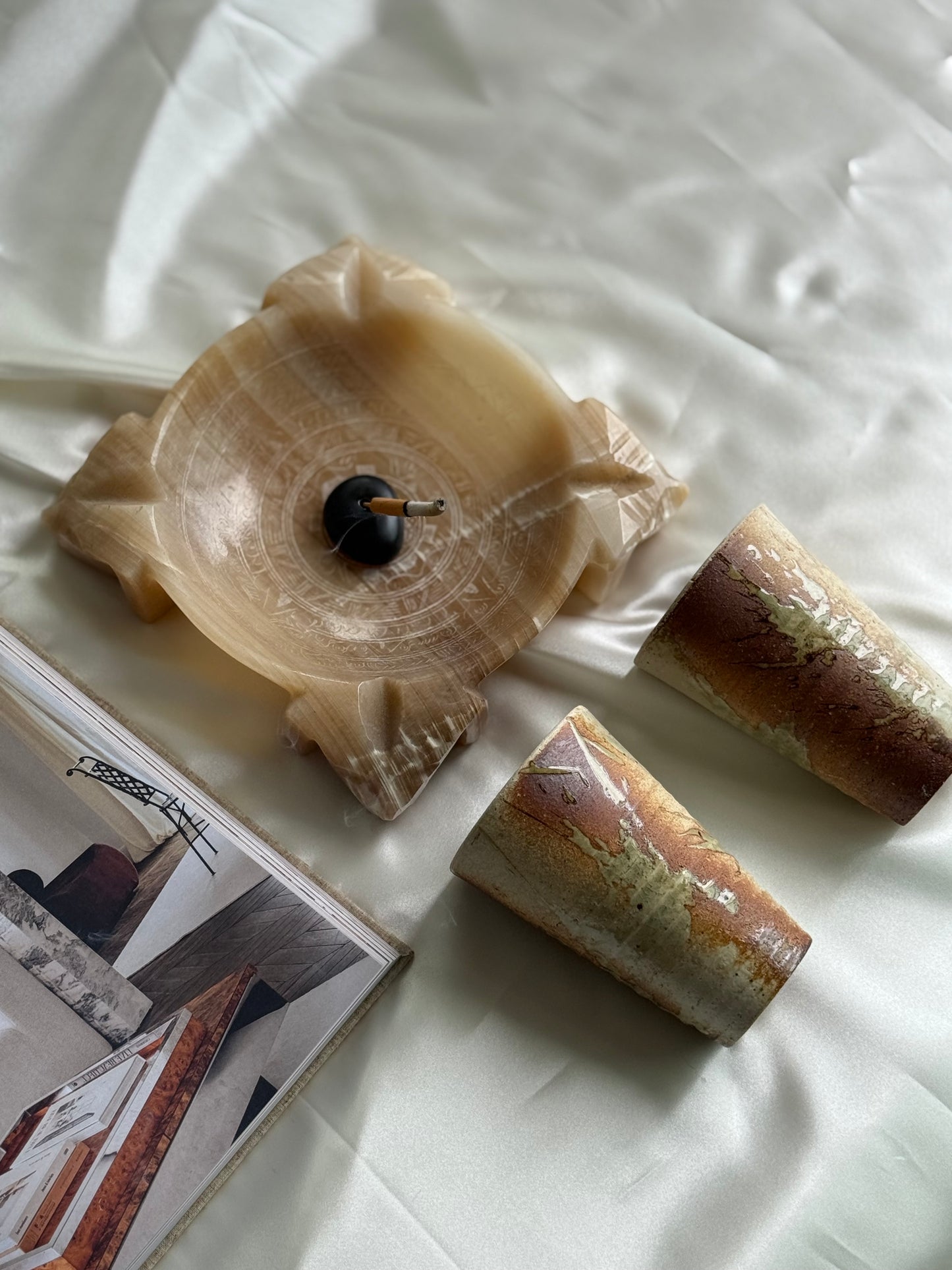 Vintage Carved Mexican Onyx Ashtray