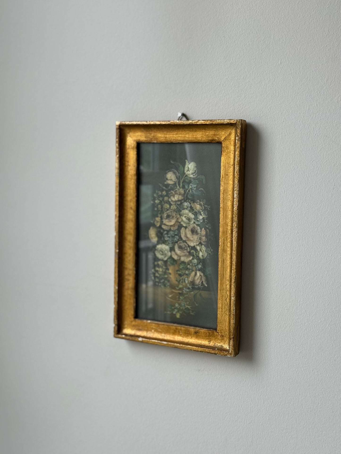 Vintage Italian Gold Framed Floral Print – Flemish School Still Life
