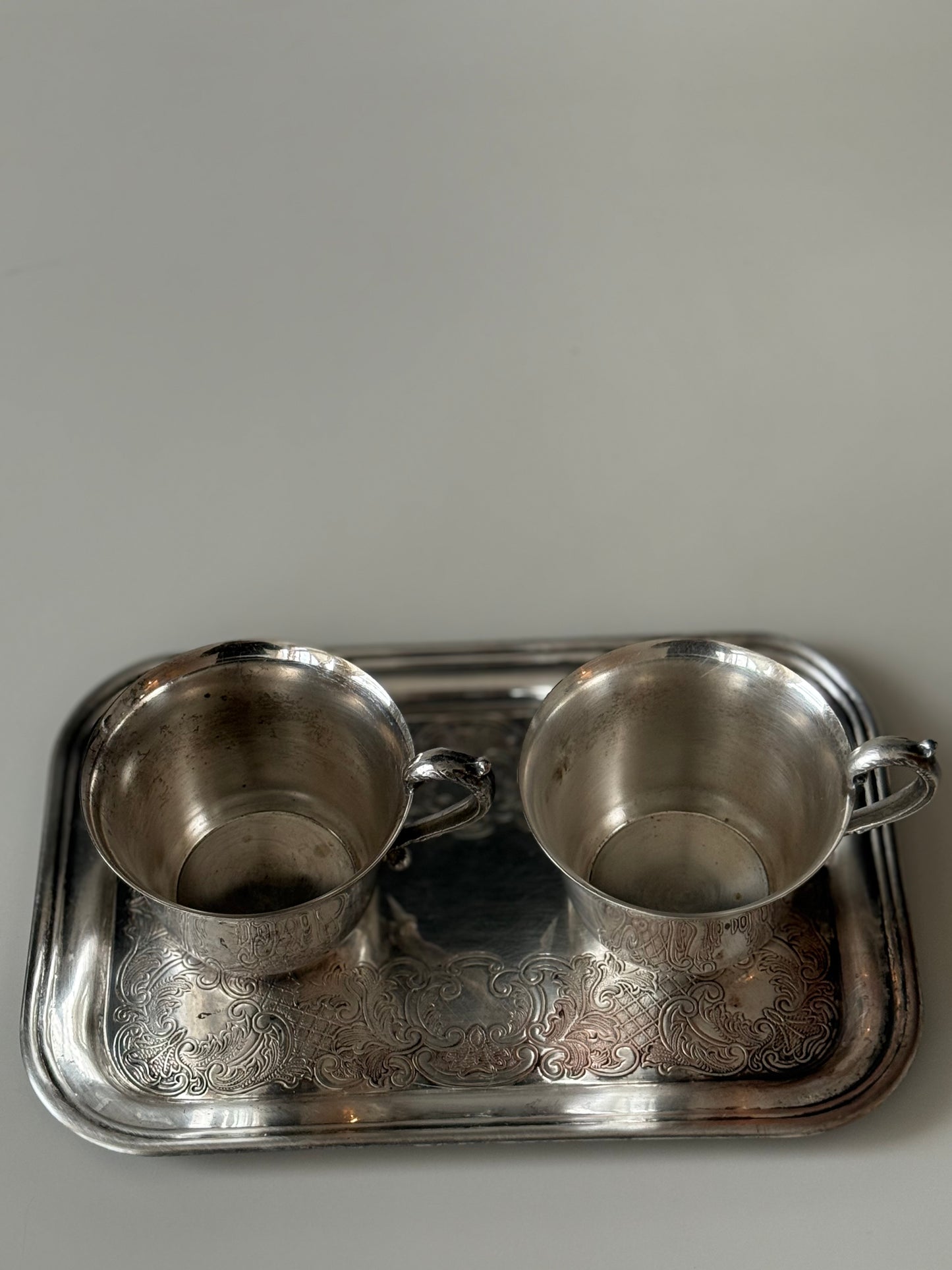Pair of Silver plated coffee cups