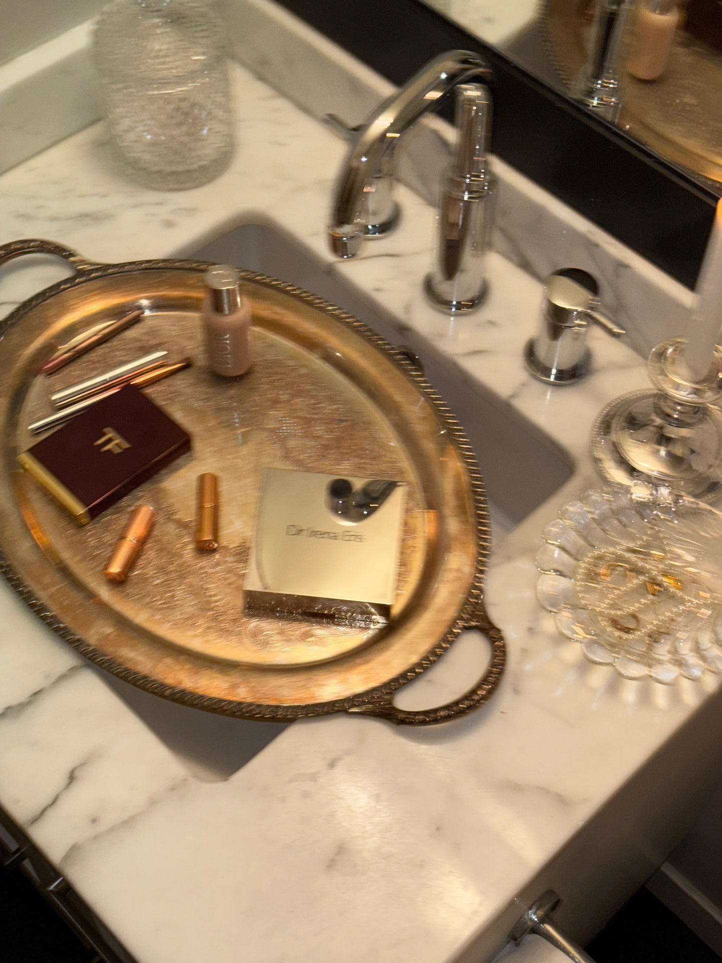 Large Heavy Silver-Plated Tray with Handles