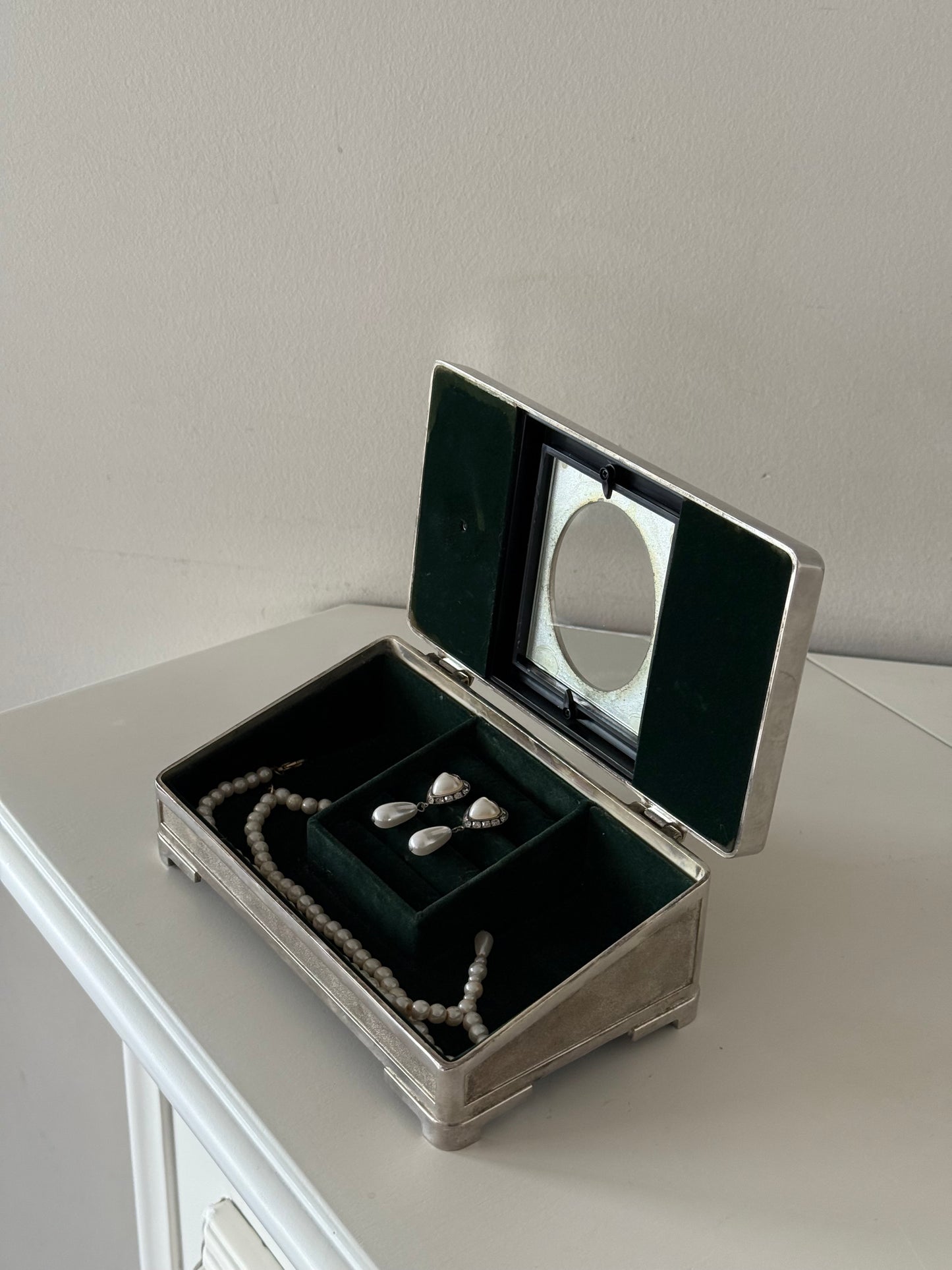 Vintage Silver-Plated Jewelry Box with Photo Frame