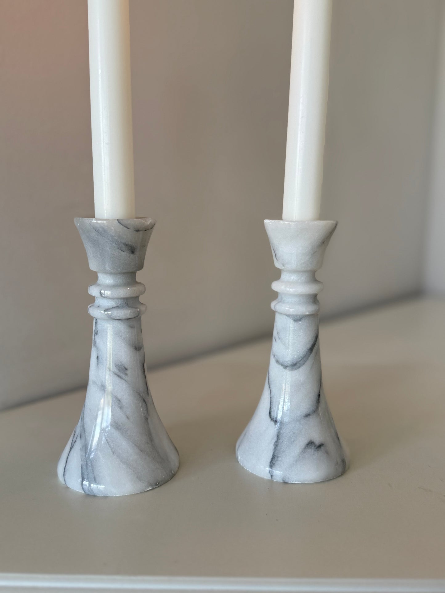Pair of Marble Candlestick Holders