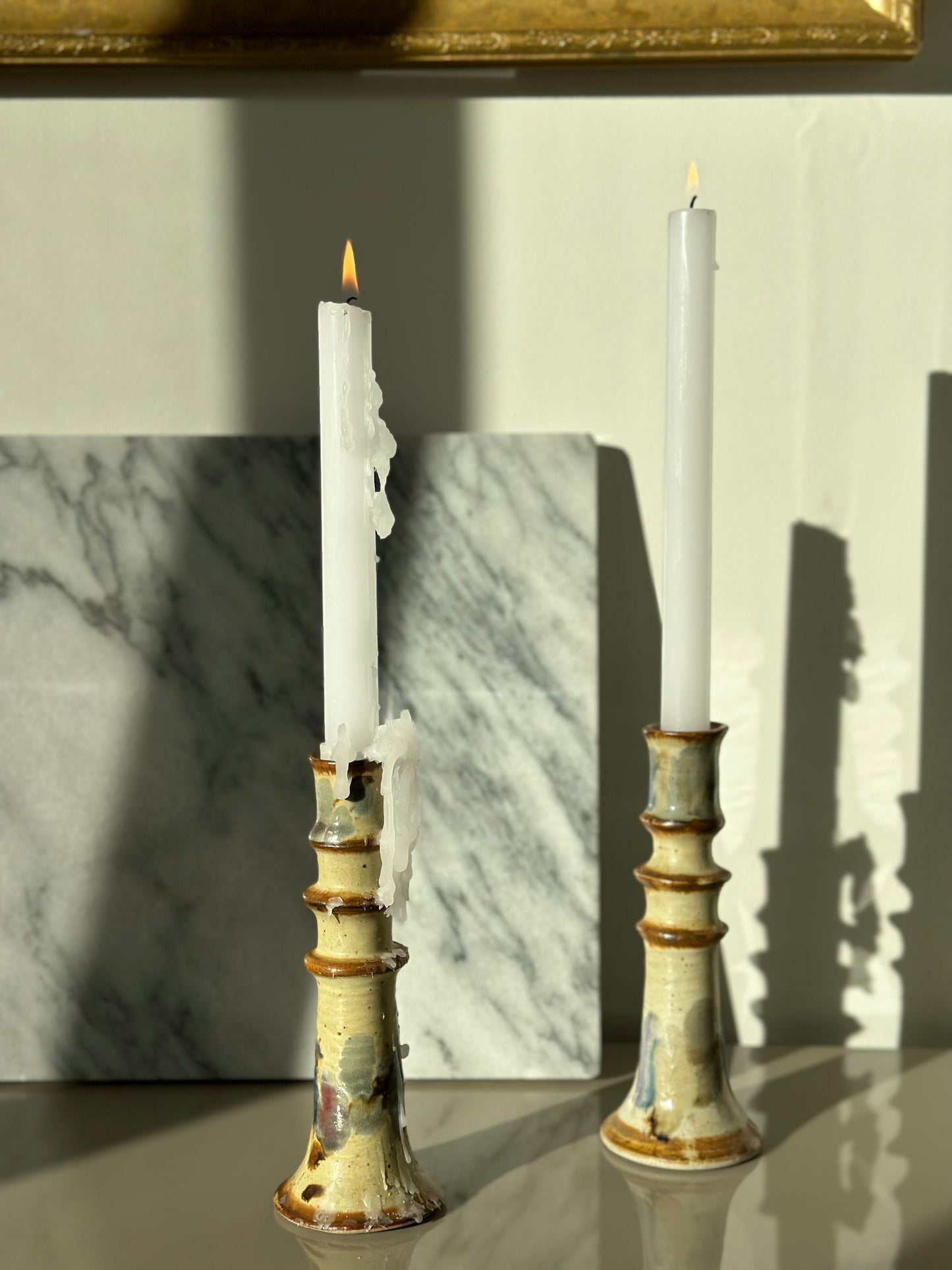 Pottery candlesticks