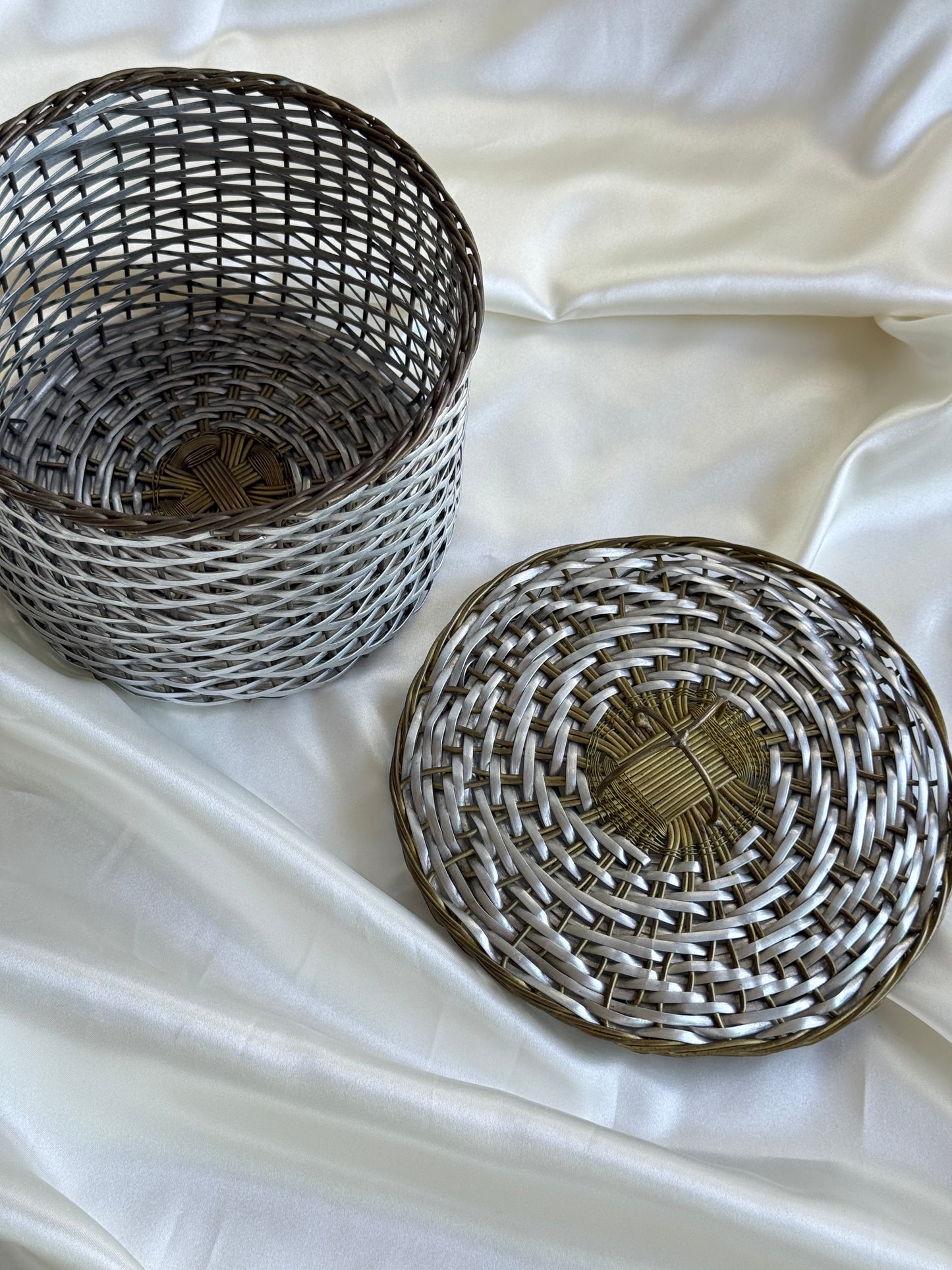 Vintage Woven Lidded Basket