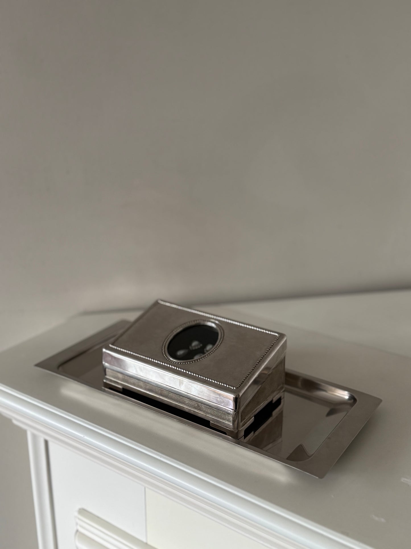 Vintage Silver-Plated Jewelry Box with Photo Frame