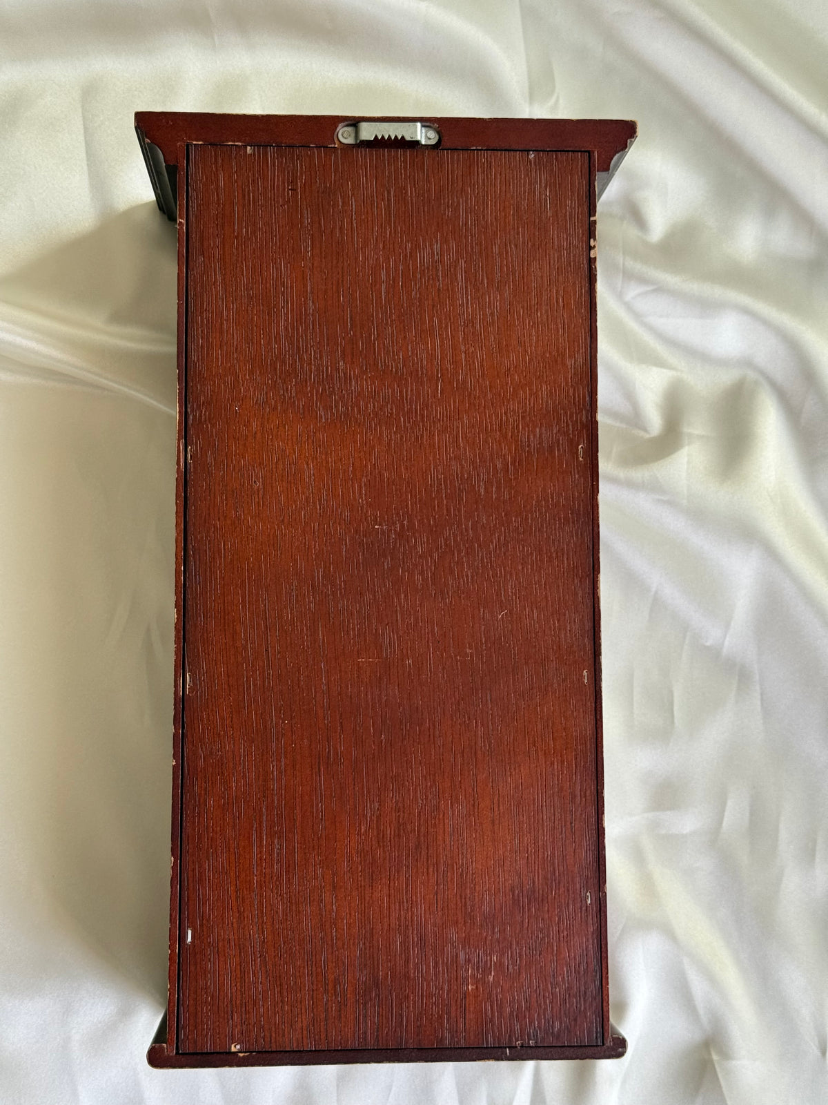 Vintage Mahogany-Tone Wall Display Cabinet with Glass Door