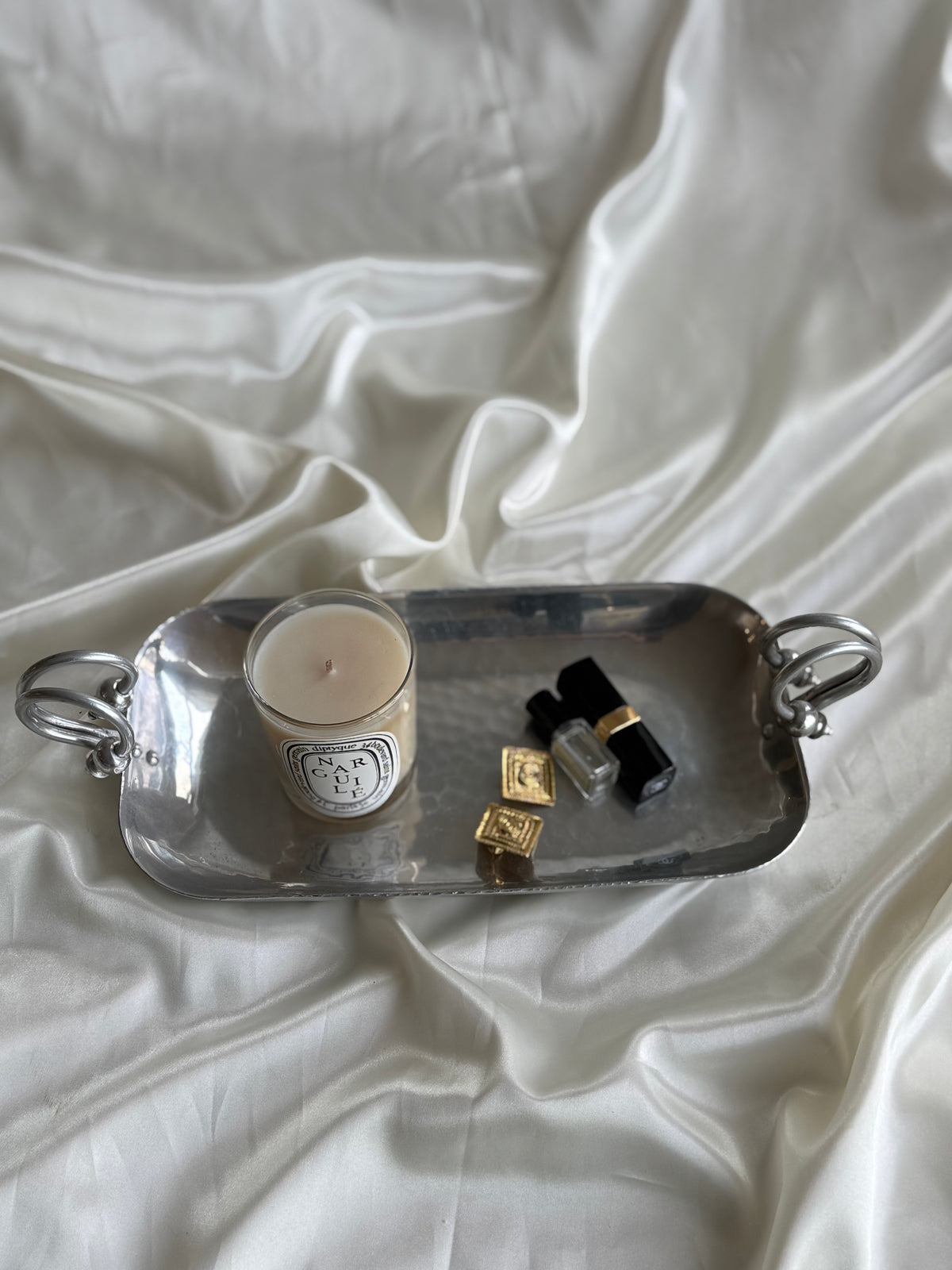 Vintage Buenilum Hand-Wrought Aluminum Tray with Sculptural Handles