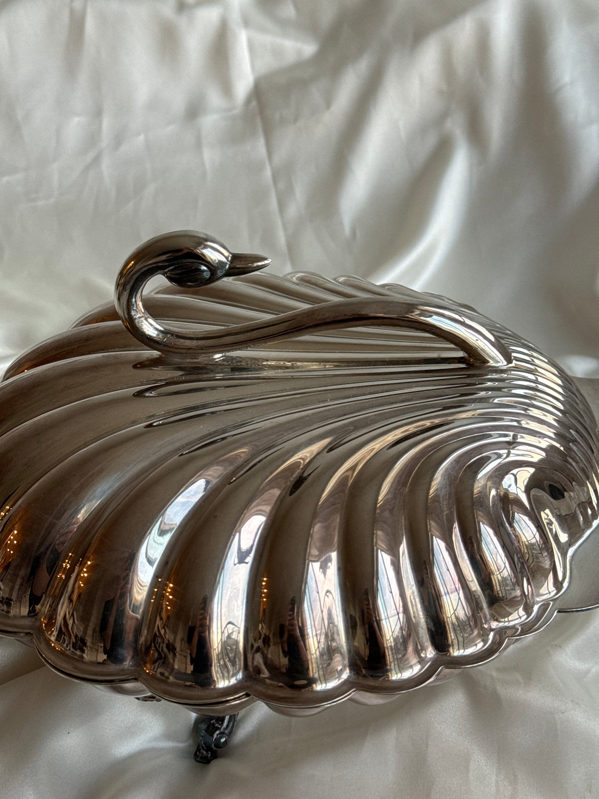 Vintage Leonard Silver Plated Swan & Shell Serving Dish