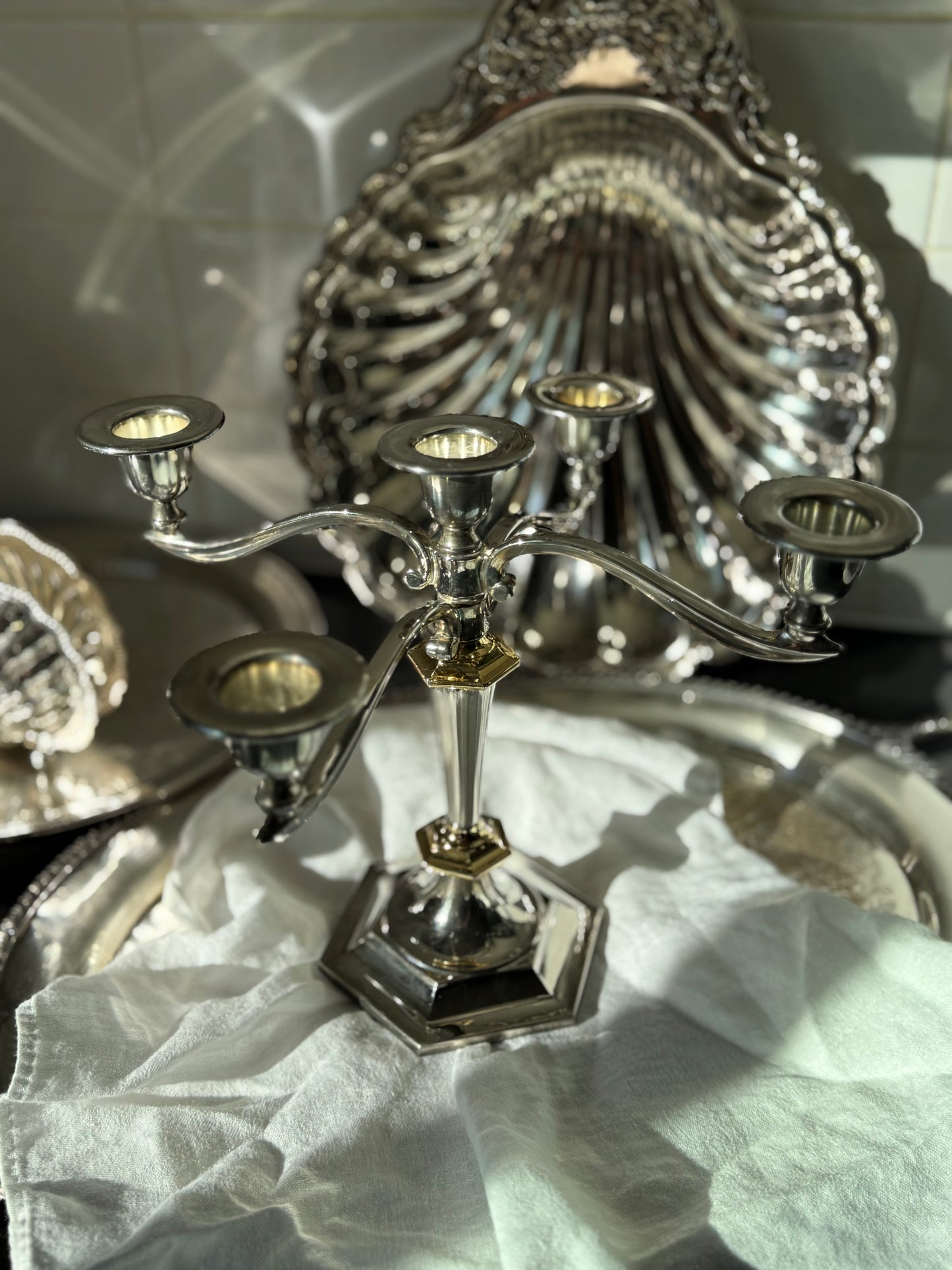 Silver plated candelabra