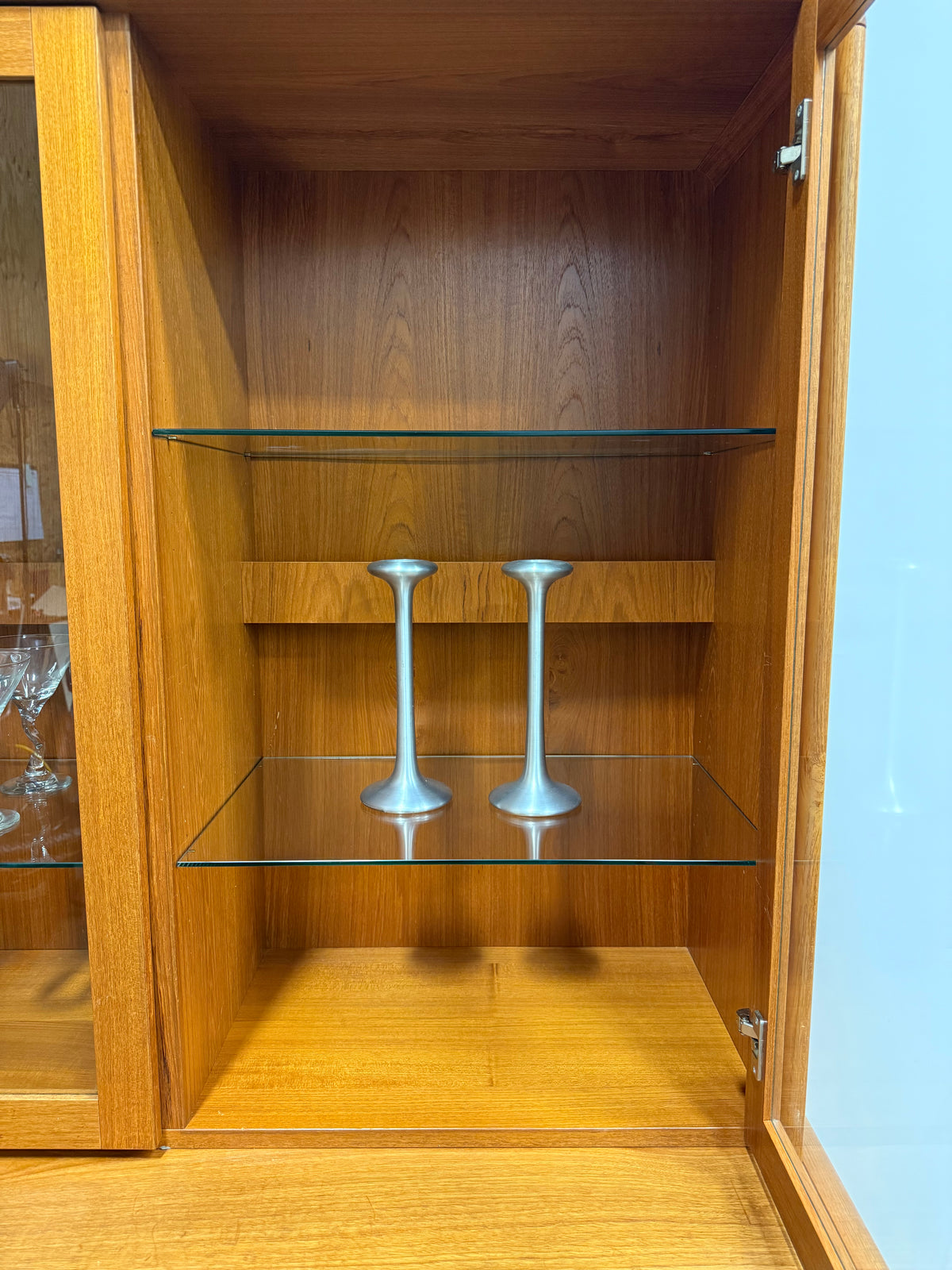 Danish Teak MCM Scandinavian Modern Two-Piece China Hutch Buffet