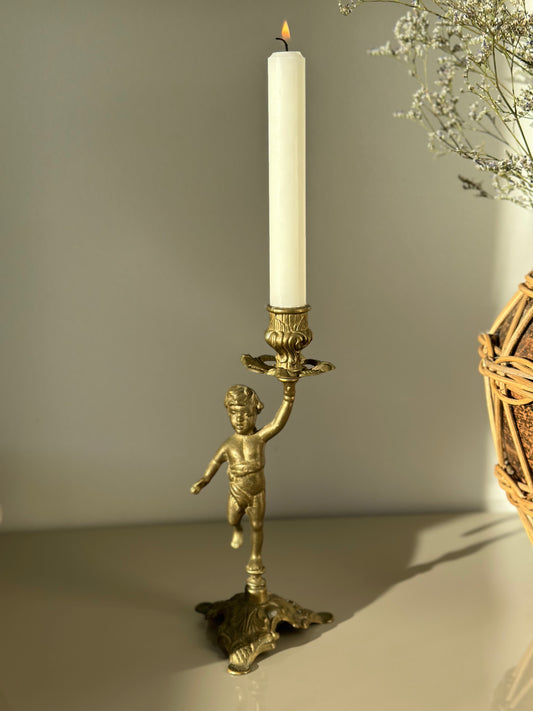 Brass cherub candleholder