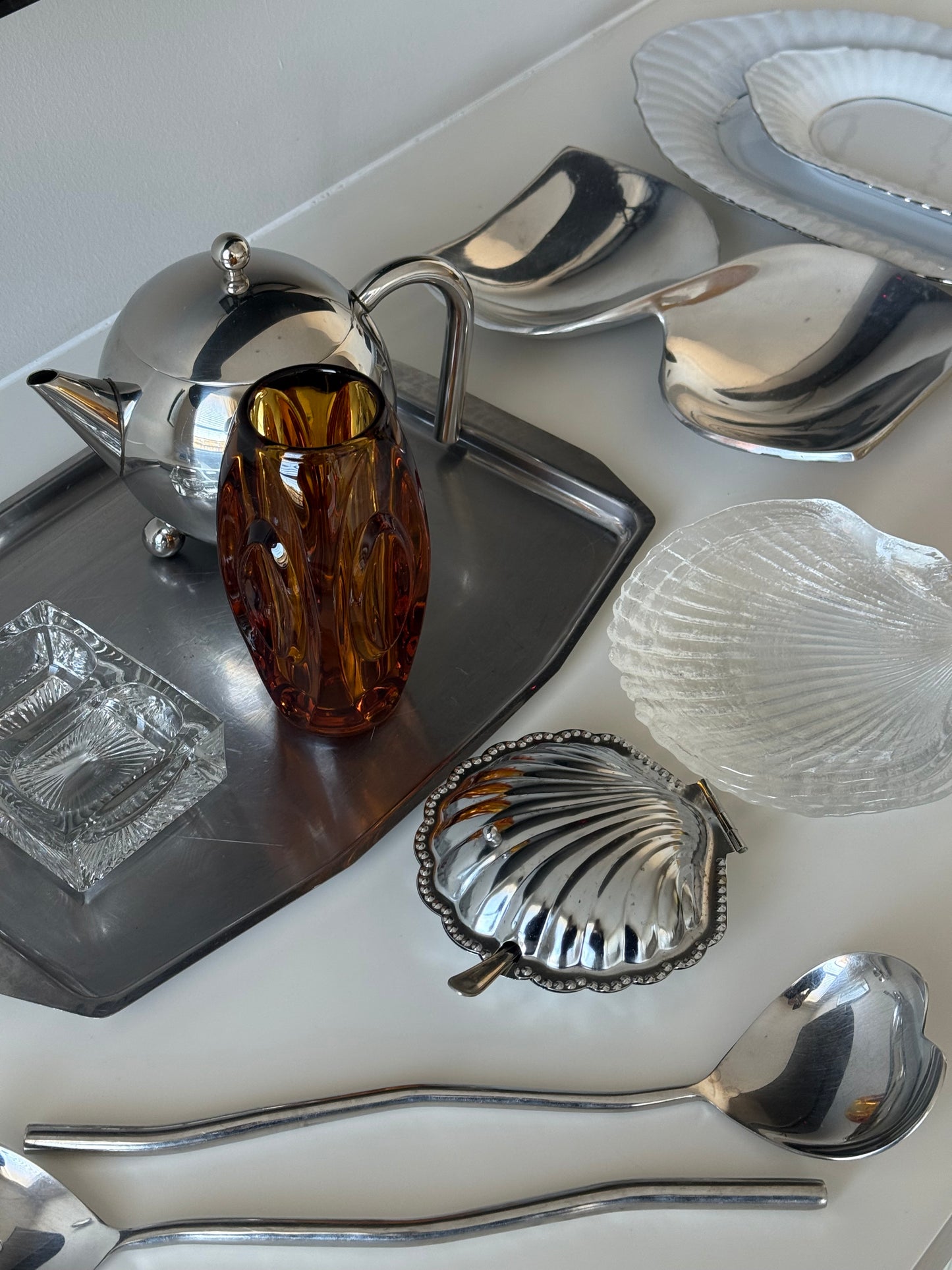 Mid-Century Czech Amber Art Glass Vase Bohemia Hand-Blown