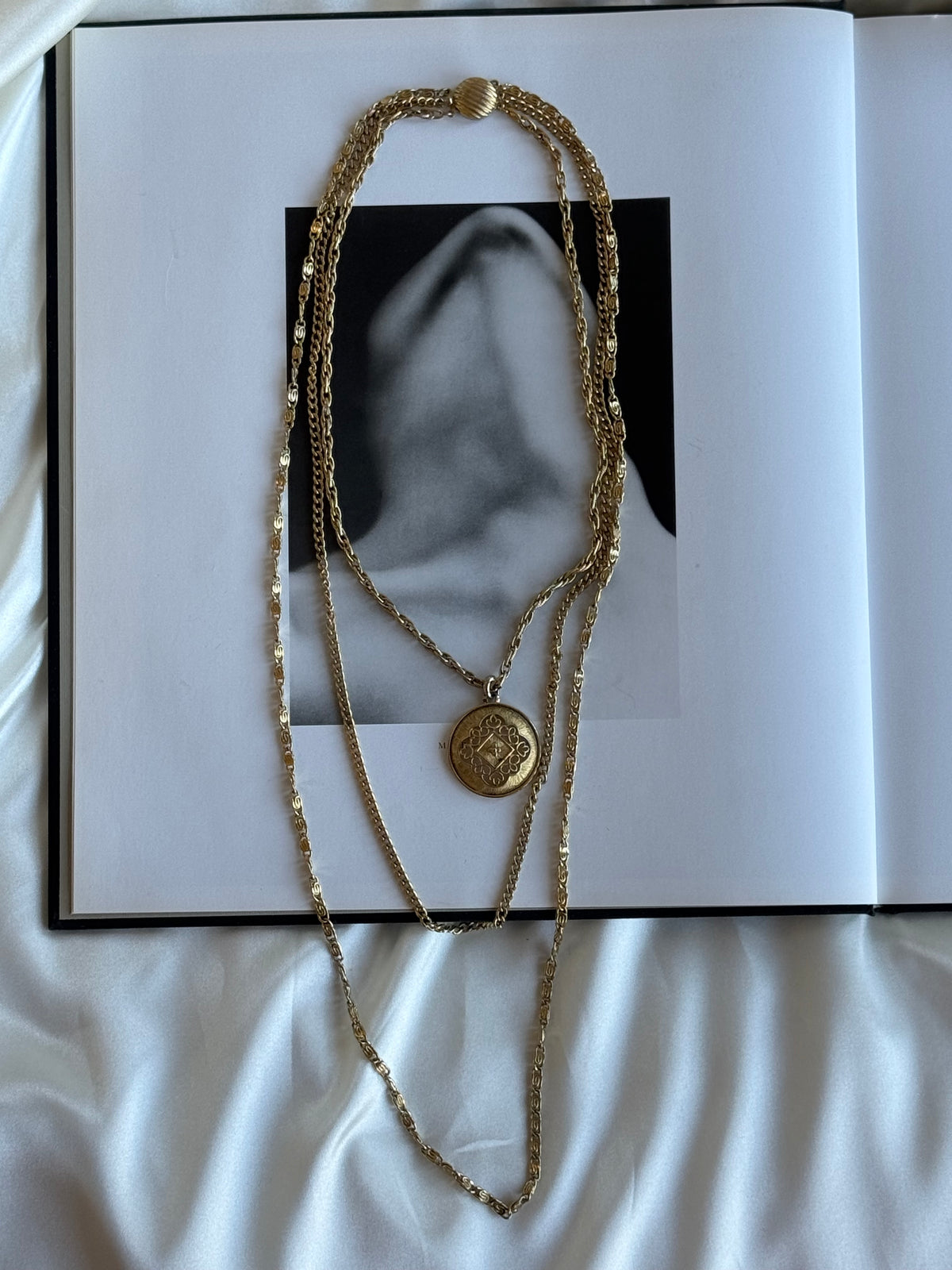 Vintage Gold-Toned Multi-Strand Medallion Necklace