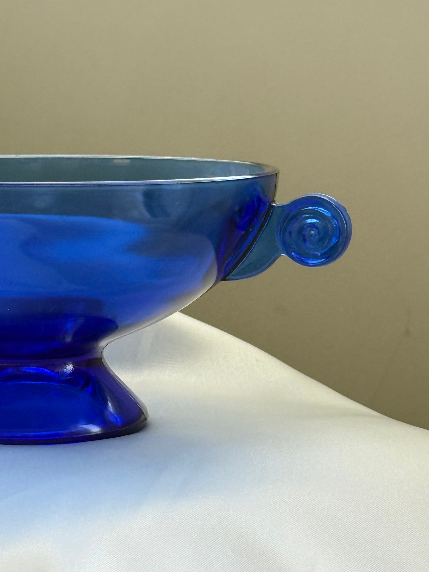 Vintage Cobalt Blue Glass Pedestal Bowl