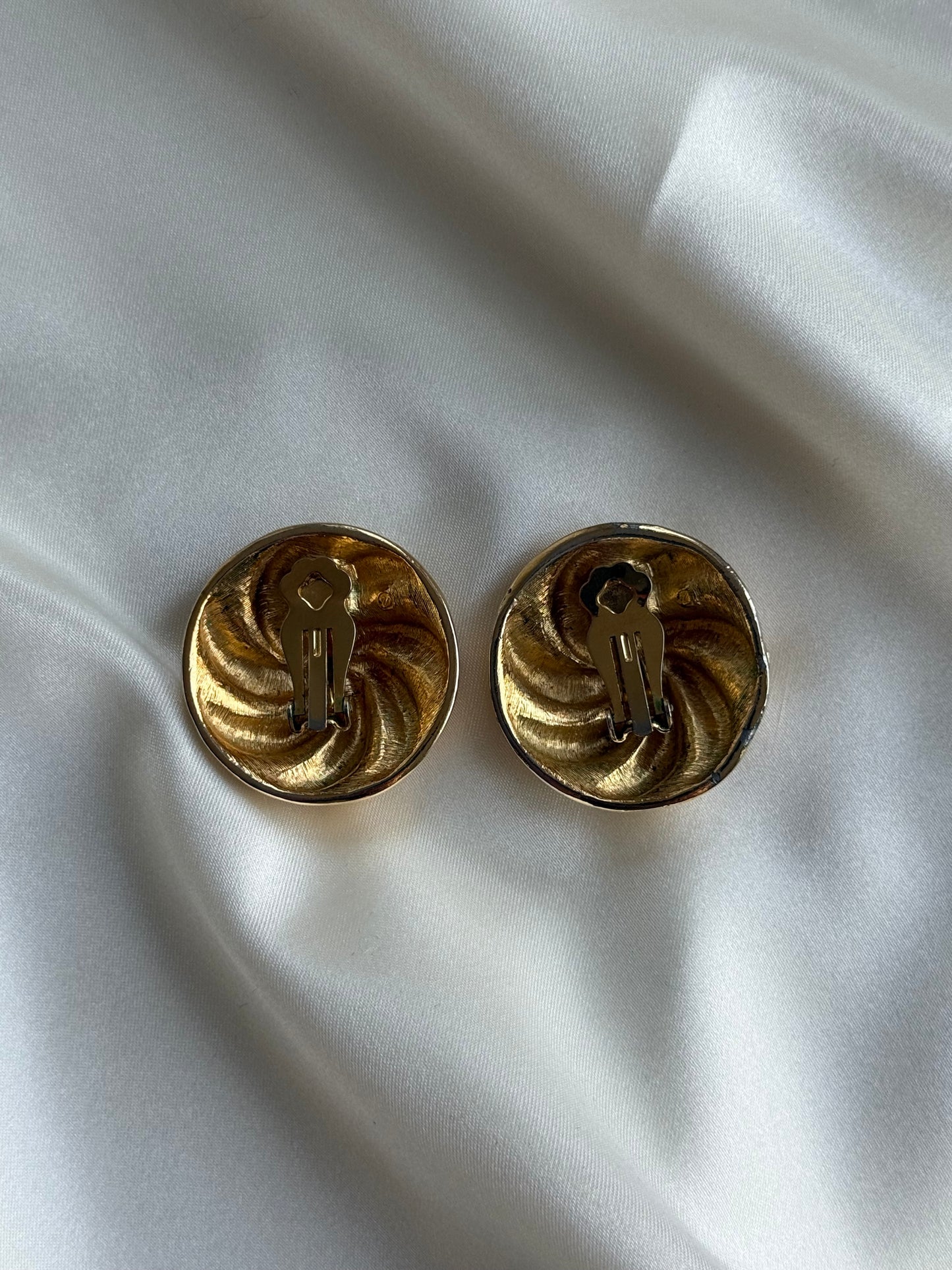 Vintage Gold-Tone & crystal Clip-On Earrings