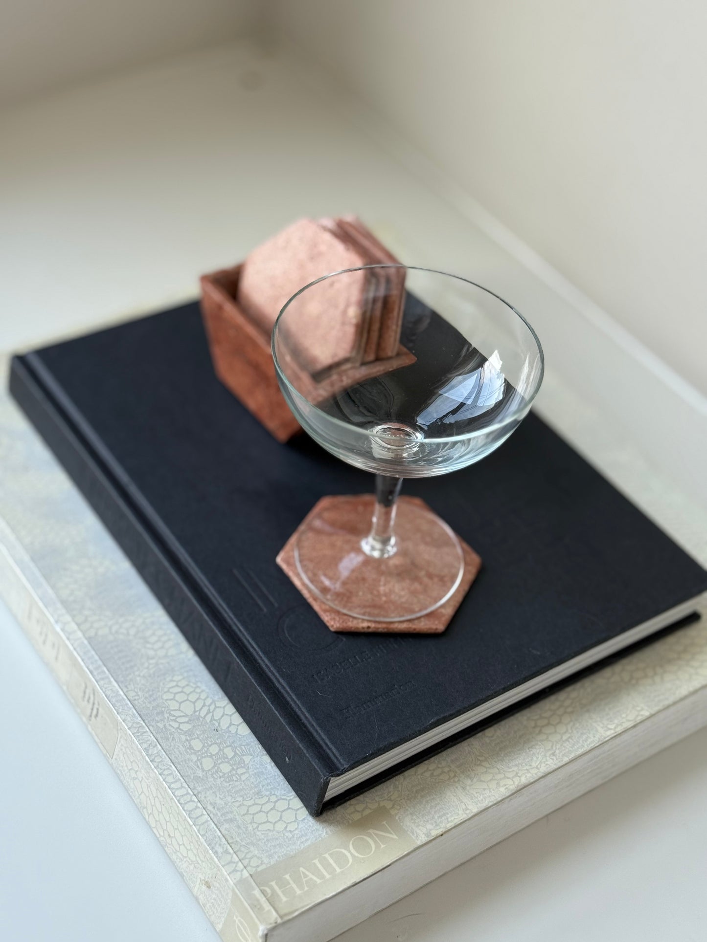 Hexagon Stone Coasters — Set of 6 with Holder