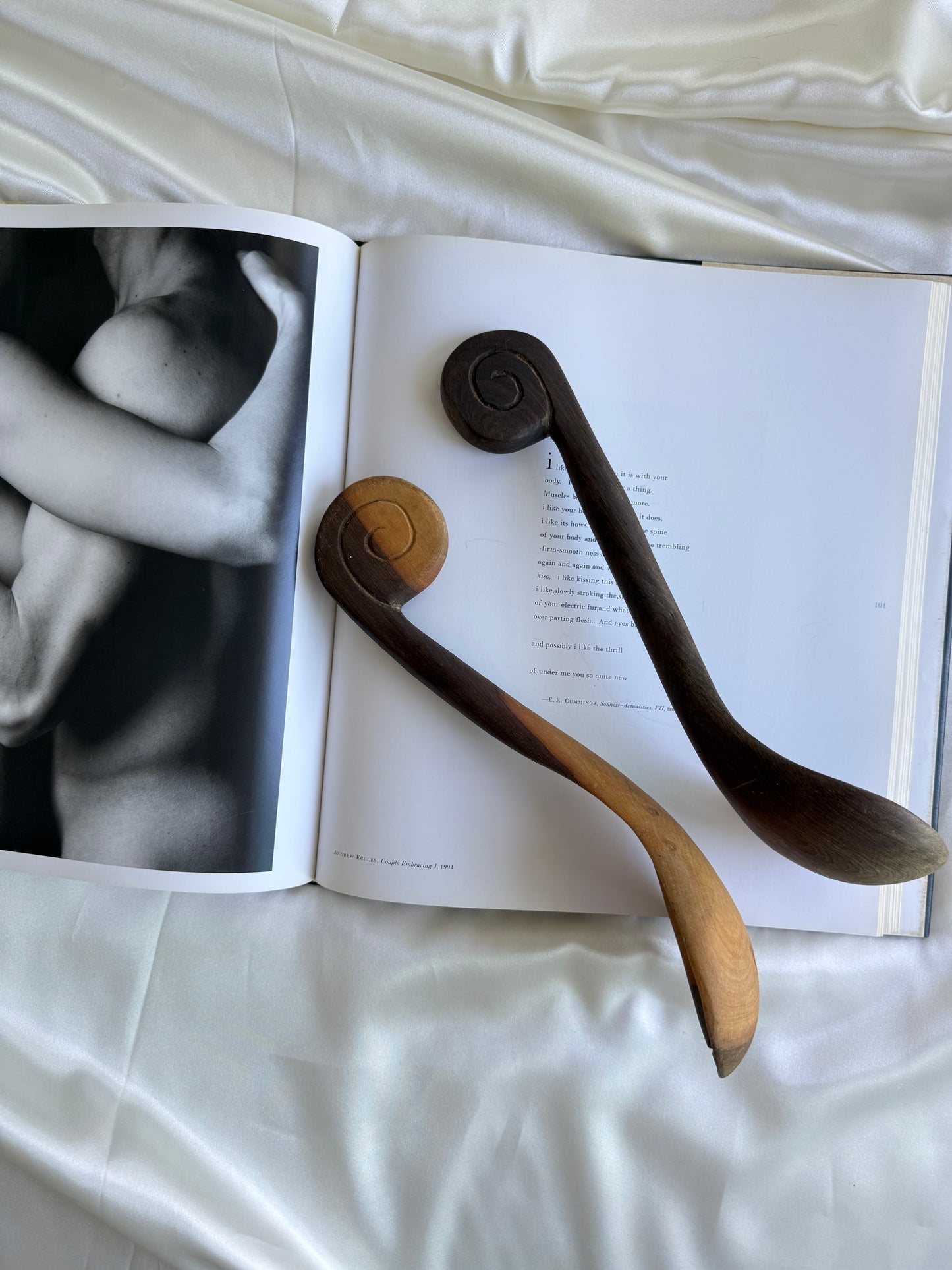 Vintage Hand-Carved Wooden Salad Servers