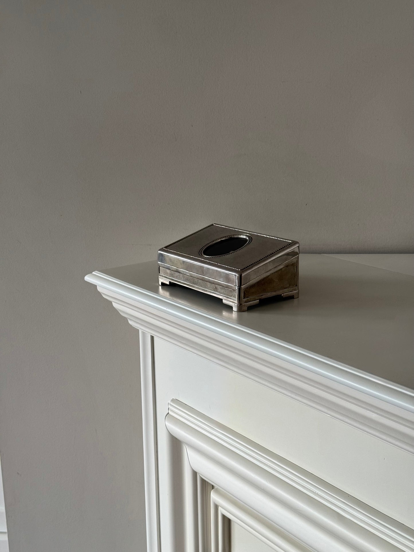 Vintage Silver-Plated Jewelry Box with Photo Frame
