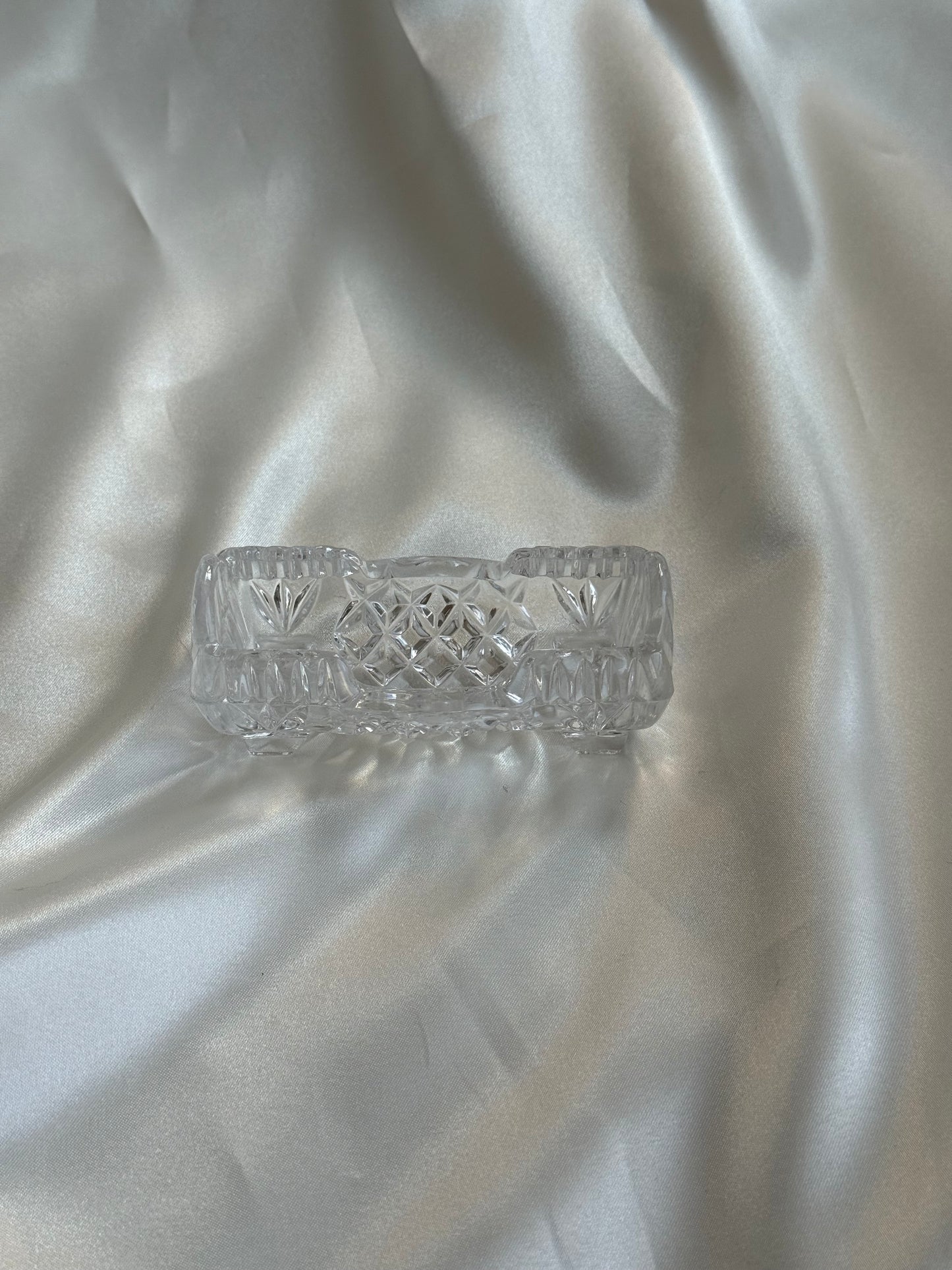 Vintage Cut Glass Toothpick Holder / Vanity Caddy
