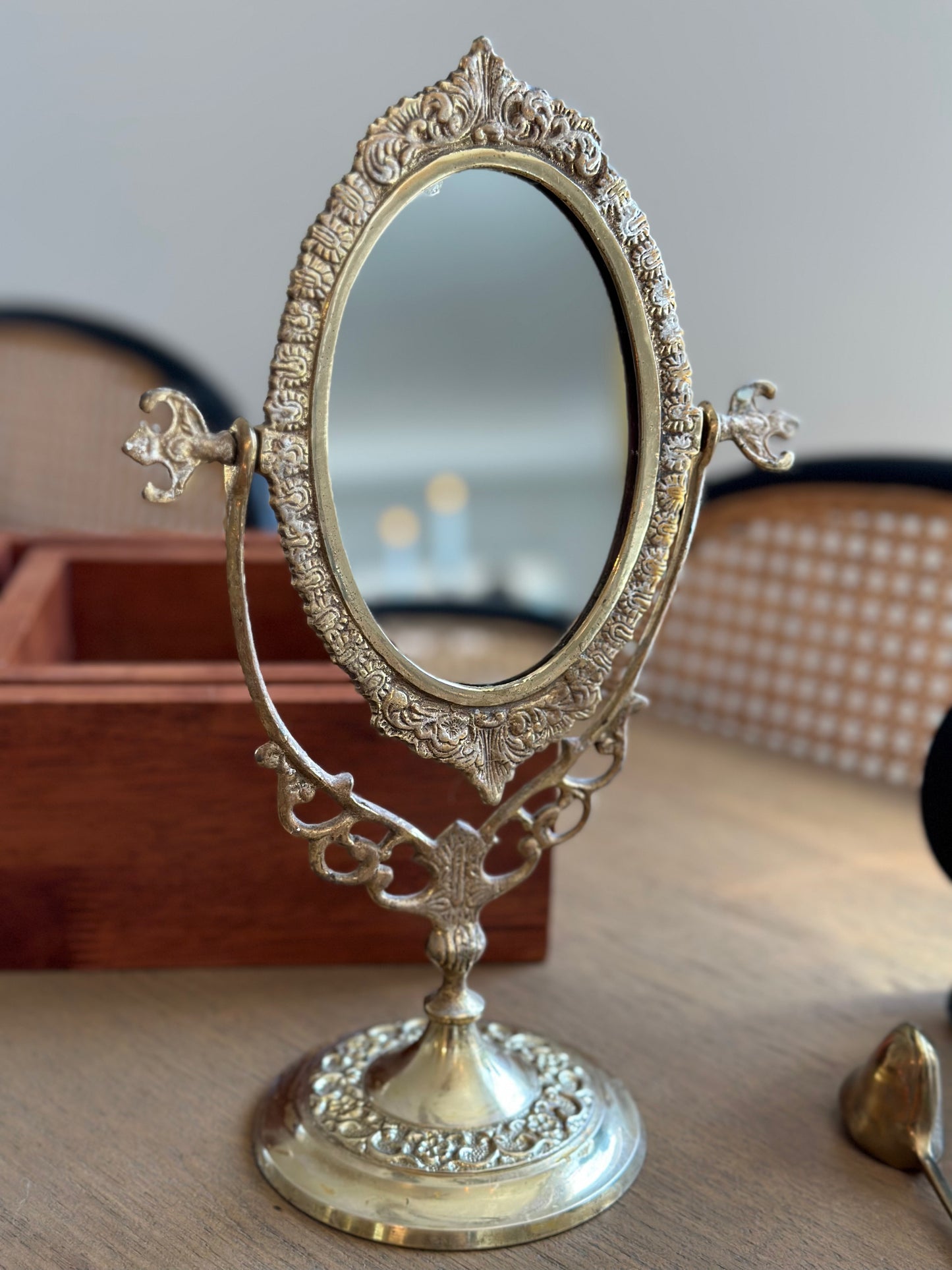 Vintage brass vanity mirror