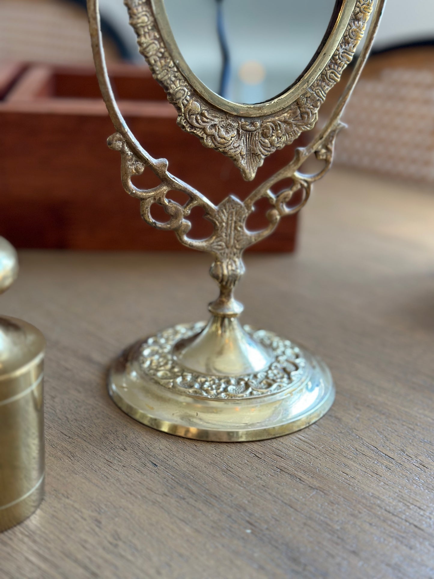 Vintage brass vanity mirror