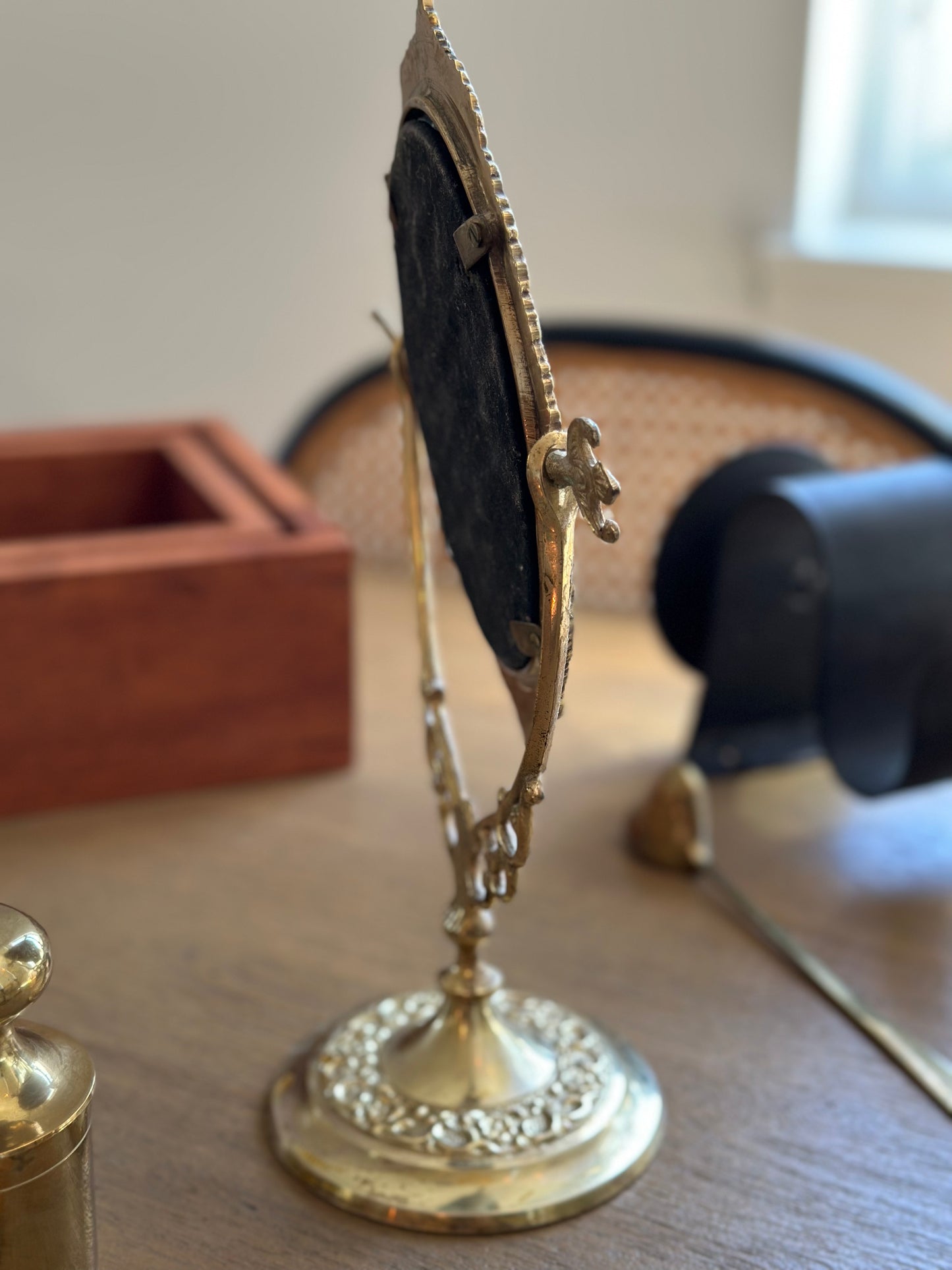 Vintage brass vanity mirror