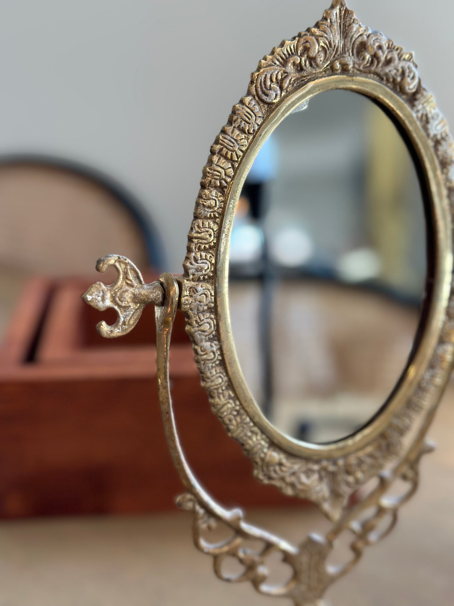 Vintage brass vanity mirror