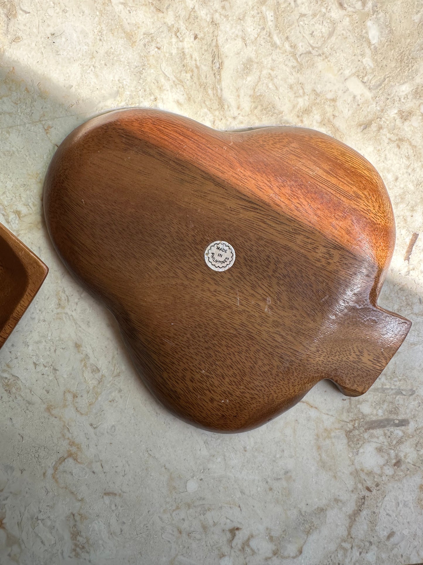 Teak trays in card suit shapes