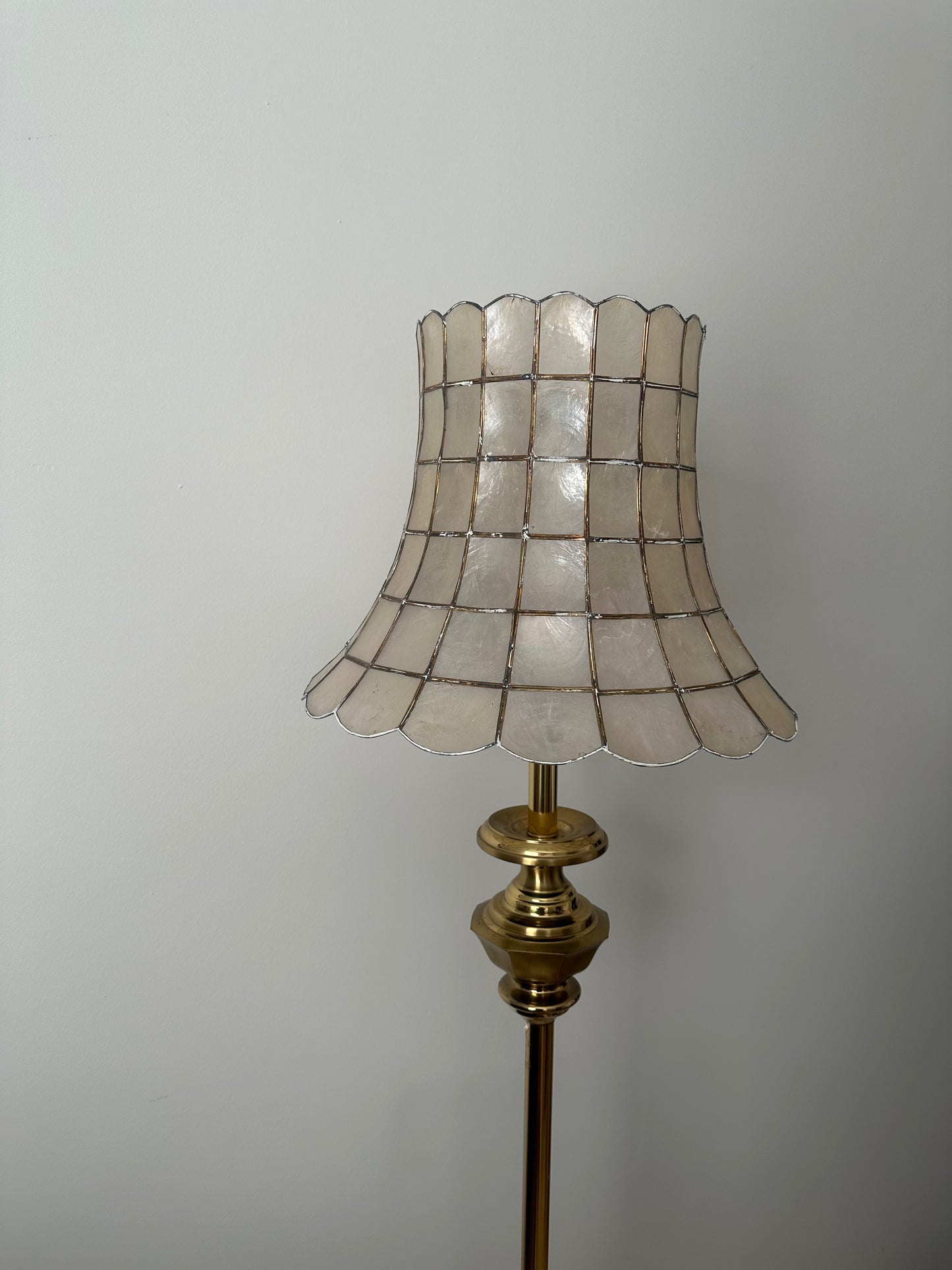 Capiz shell and brass lamp