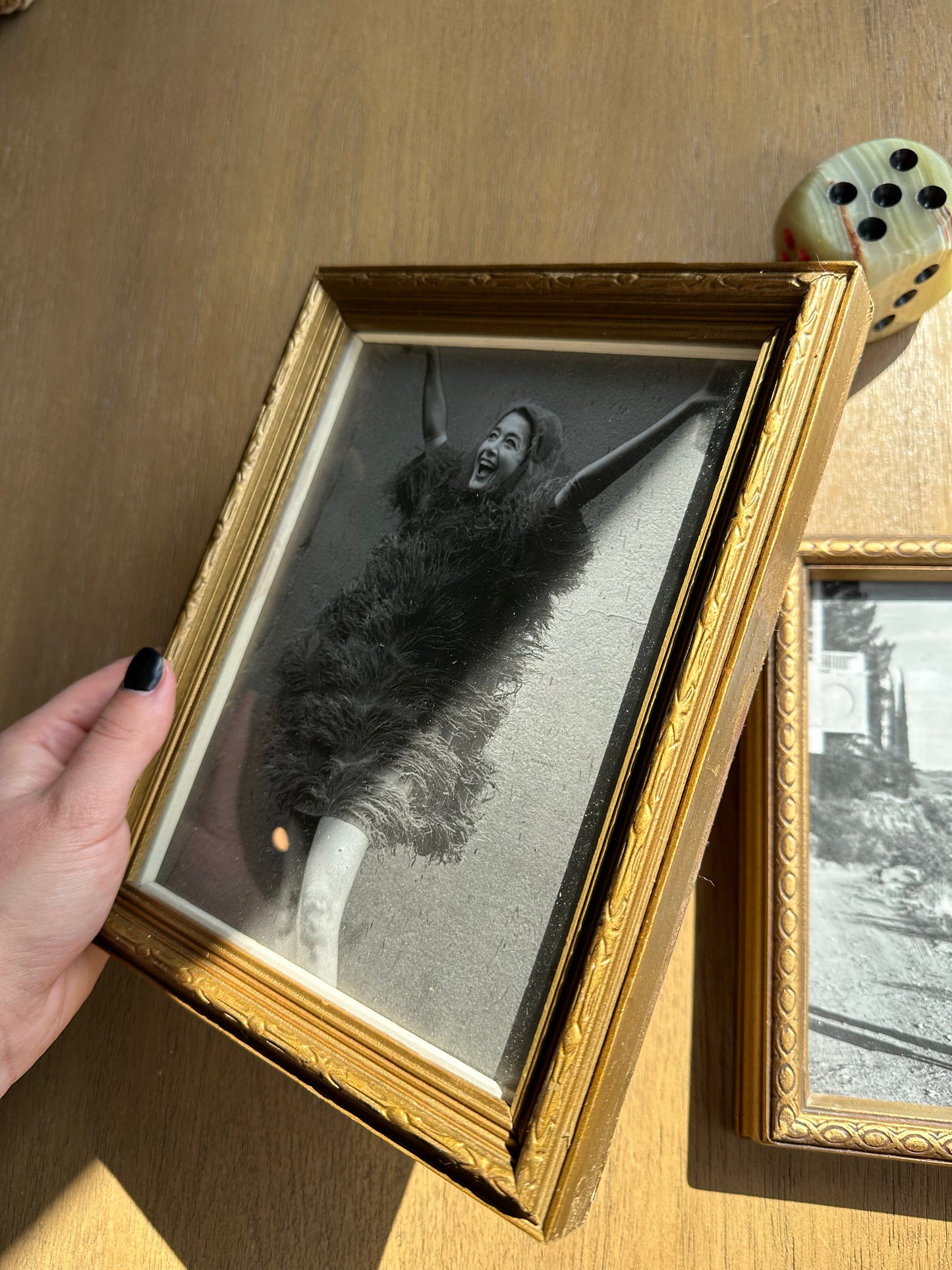 Two vintage wooden frames