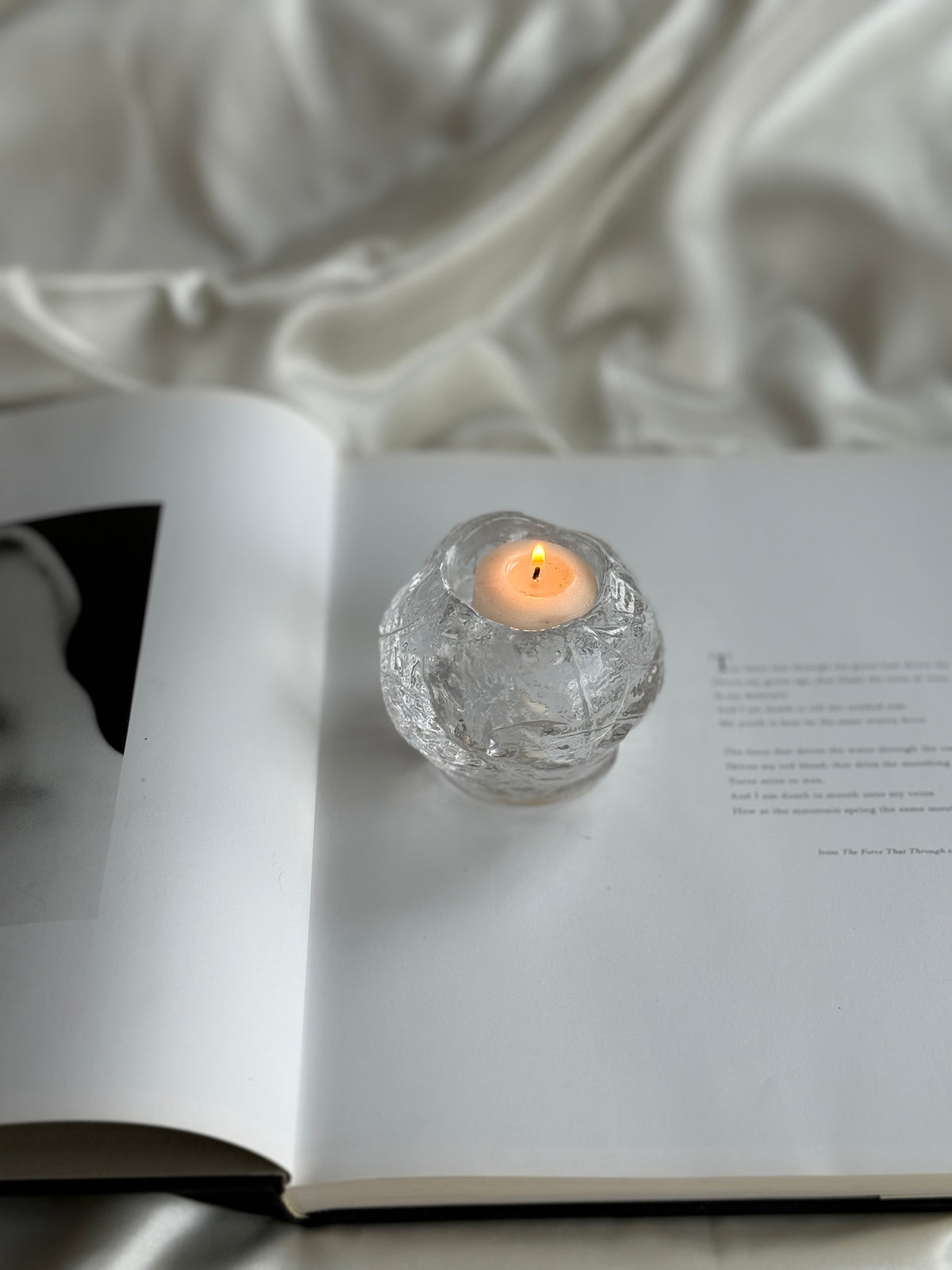 Vintage Textured Glass Tealight Candle Holder