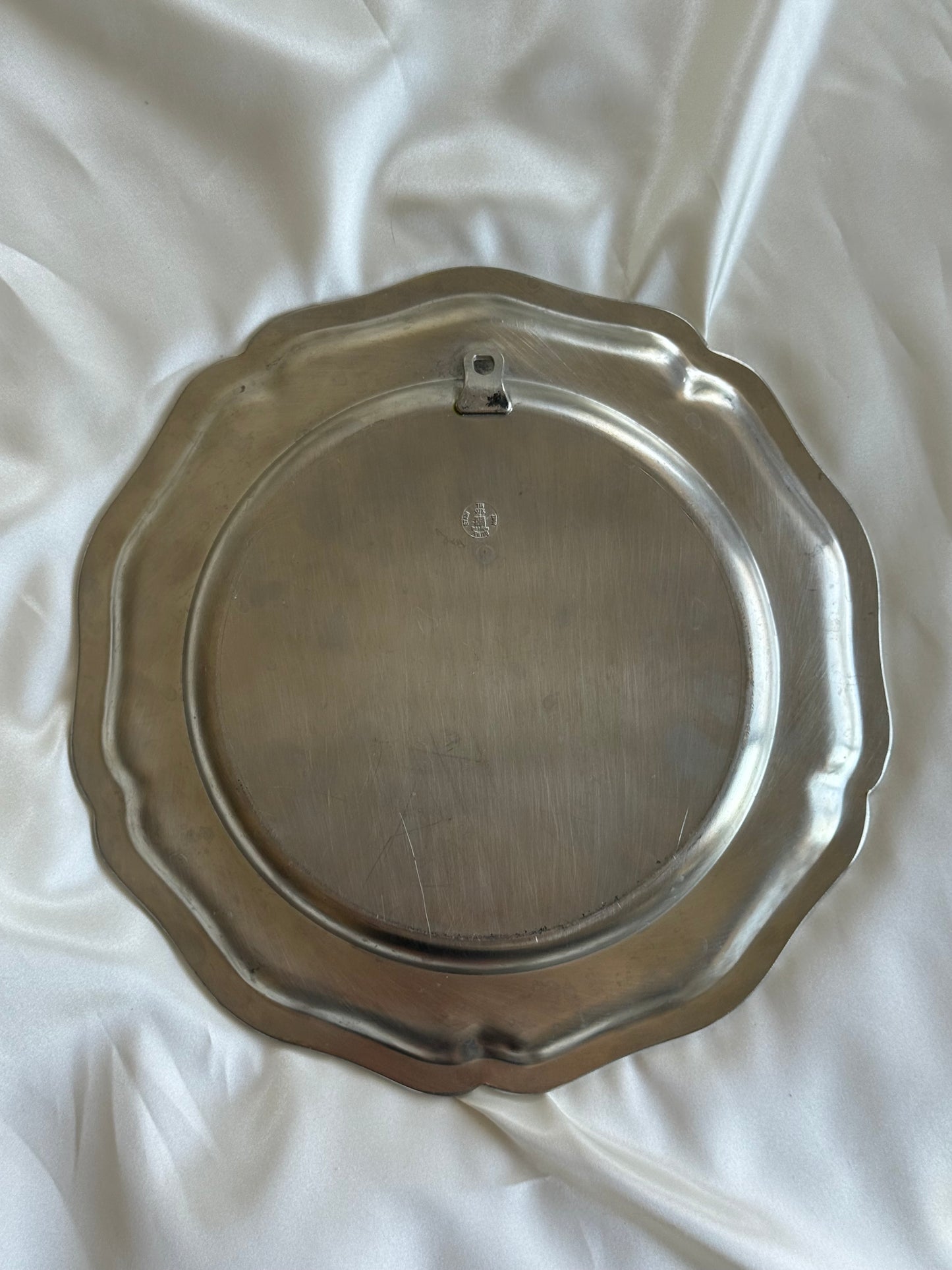 Vintage Pewter Wall hanging Plate