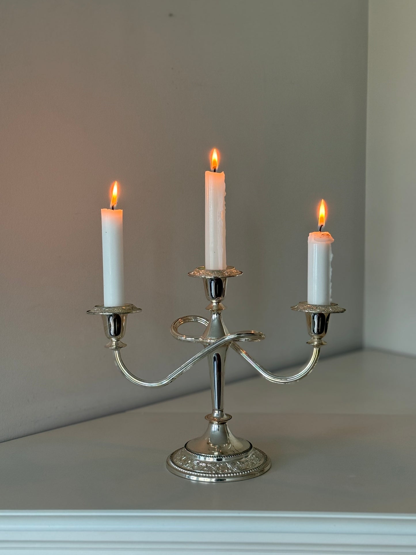 Vintage Silver Plated Three-Arm Candelabra