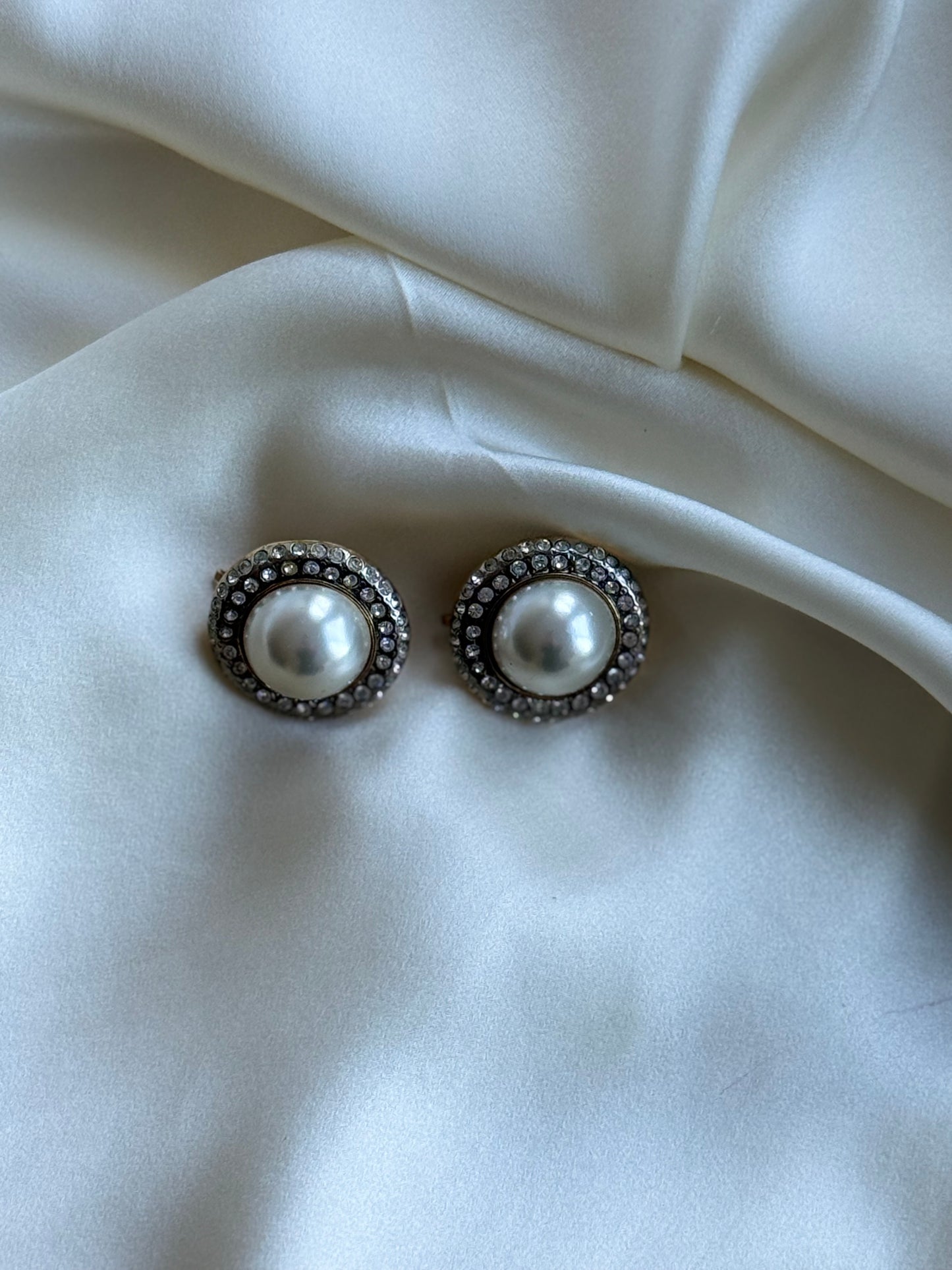 Butler Vintage Clip-On Earrings with Faux Pearls & Crystals