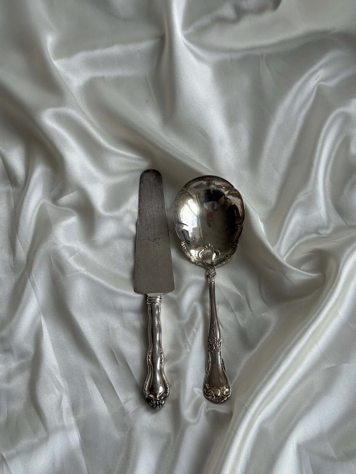 Vintage Silver-Plated Cake Server & Serving Spoon – Set of Two