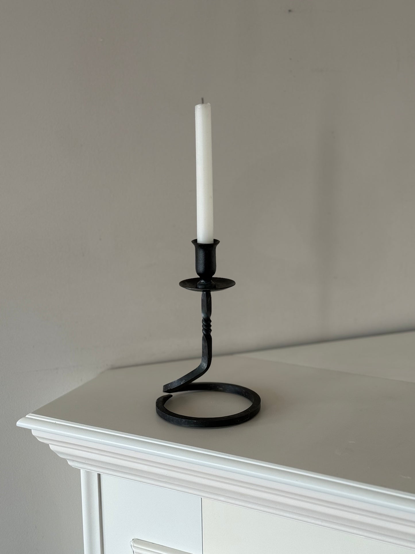 Vintage Hand-Forged Iron Spiral Candlestick Holder