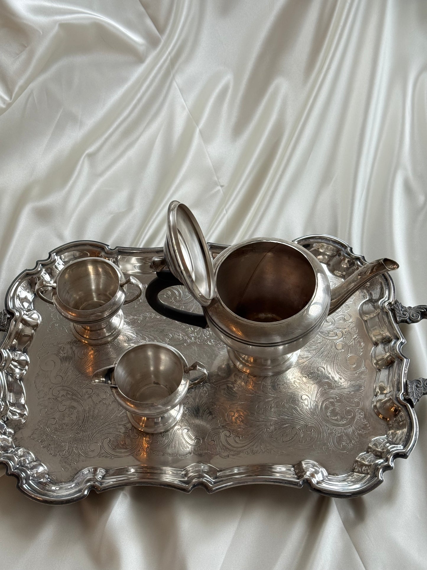 Vintage Wm. A. Rogers Silver-Plated 3-Piece Tea Set