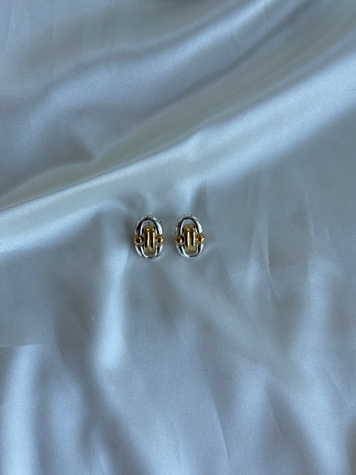 Vintage Two-Tone Sculptural Stud Earrings