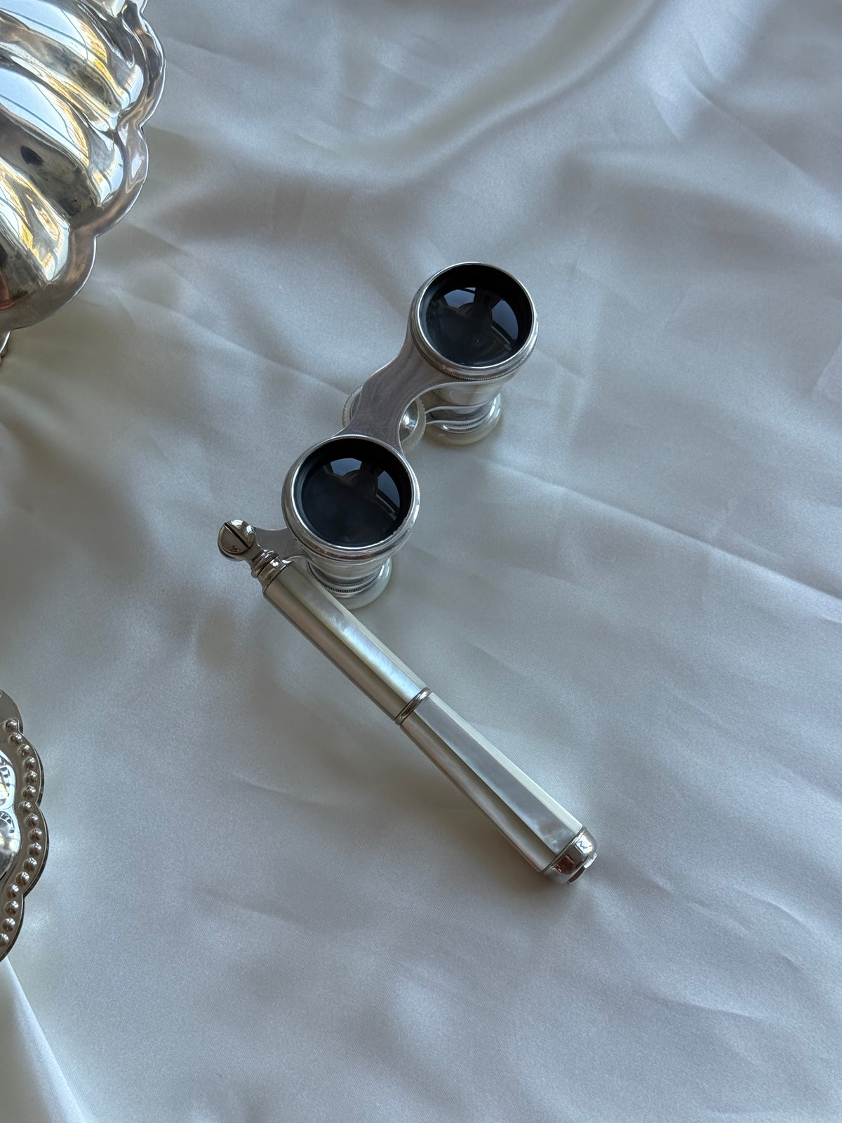 Vintage Mother-of-Pearl Opera Glasses with Handle