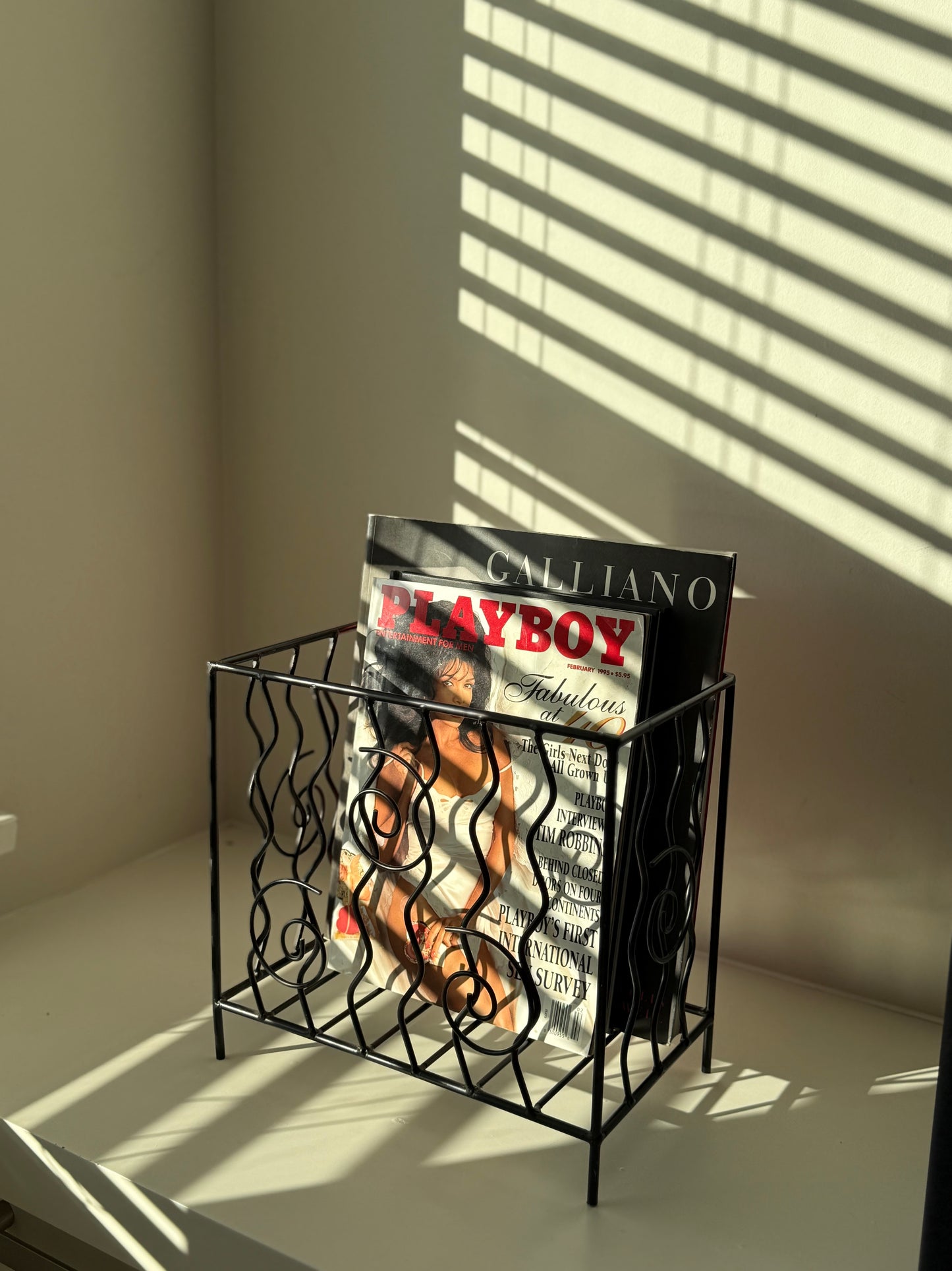 Vintage Black Metal Magazine Holder
