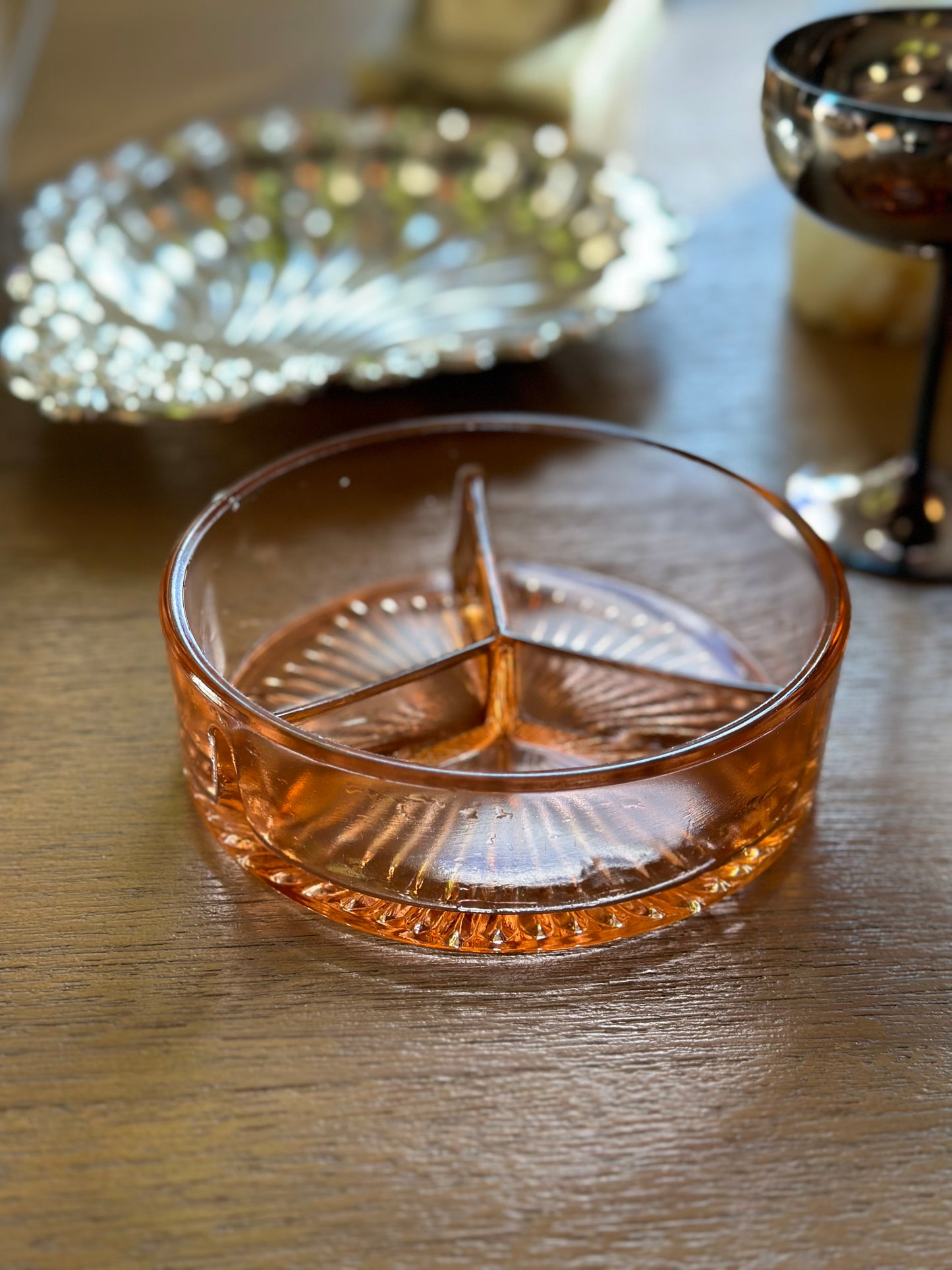 Pink glass dish