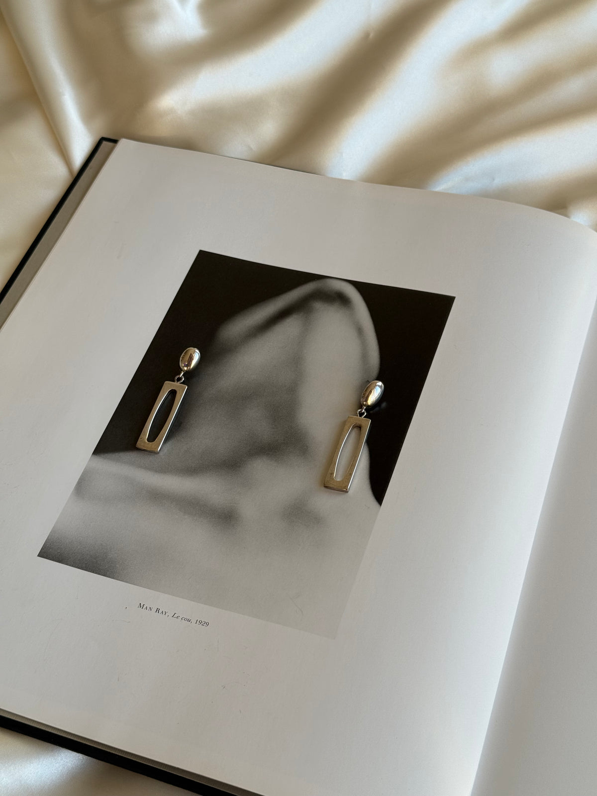 Vintage Silver-Plated Modernist Drop Earrings
